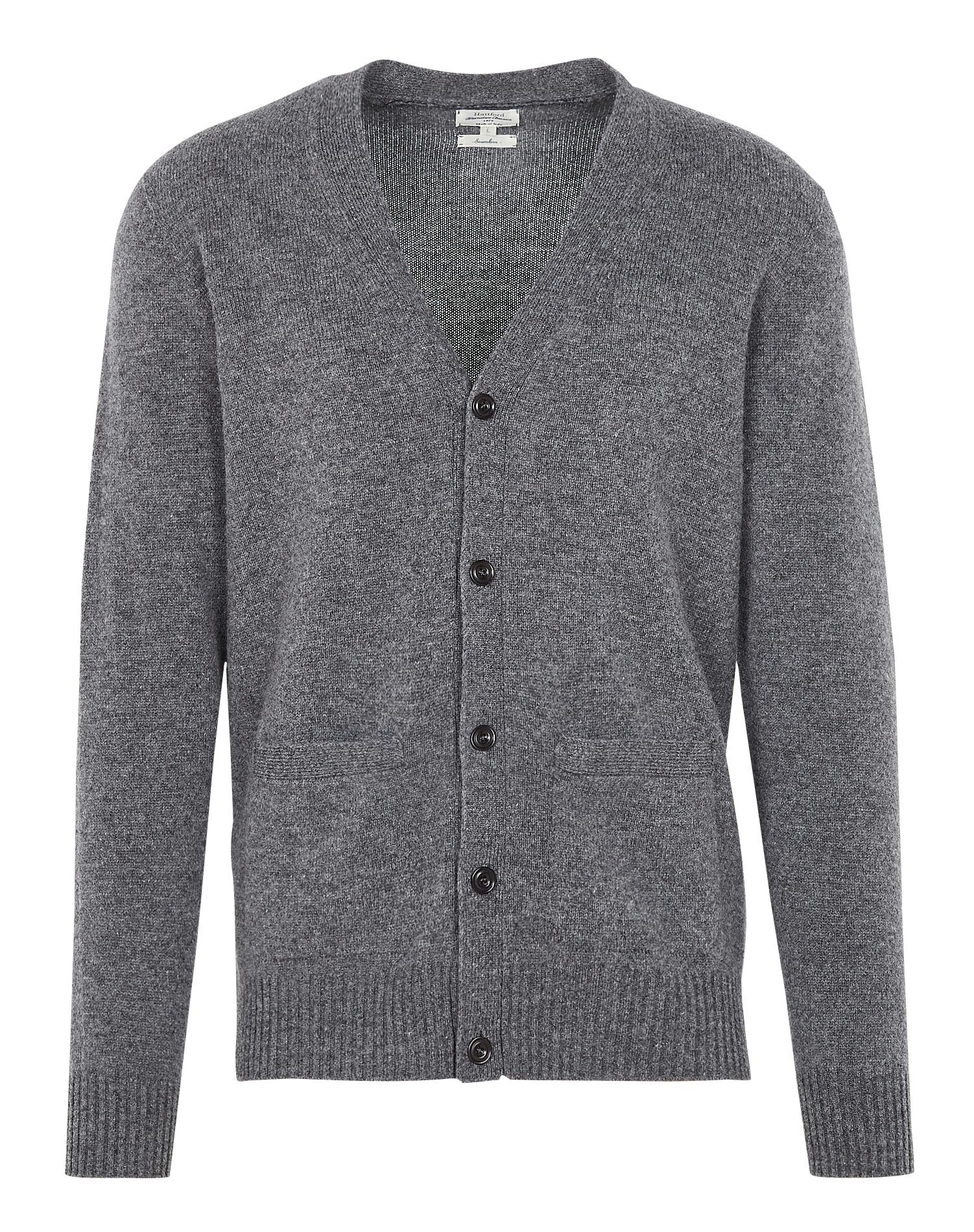Hartford - V-Neck Wool Cardigan - L Size - Grey
