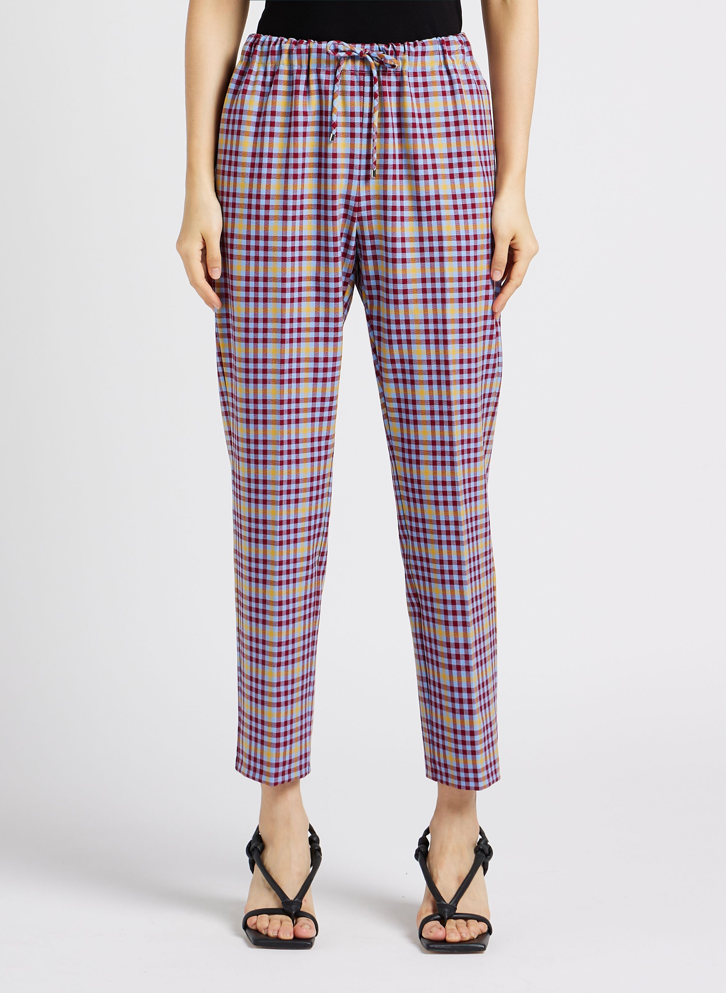 Gerade geschnittene Bundfaltenhose mit Karomuster MAX&Co. Mehrfarbig