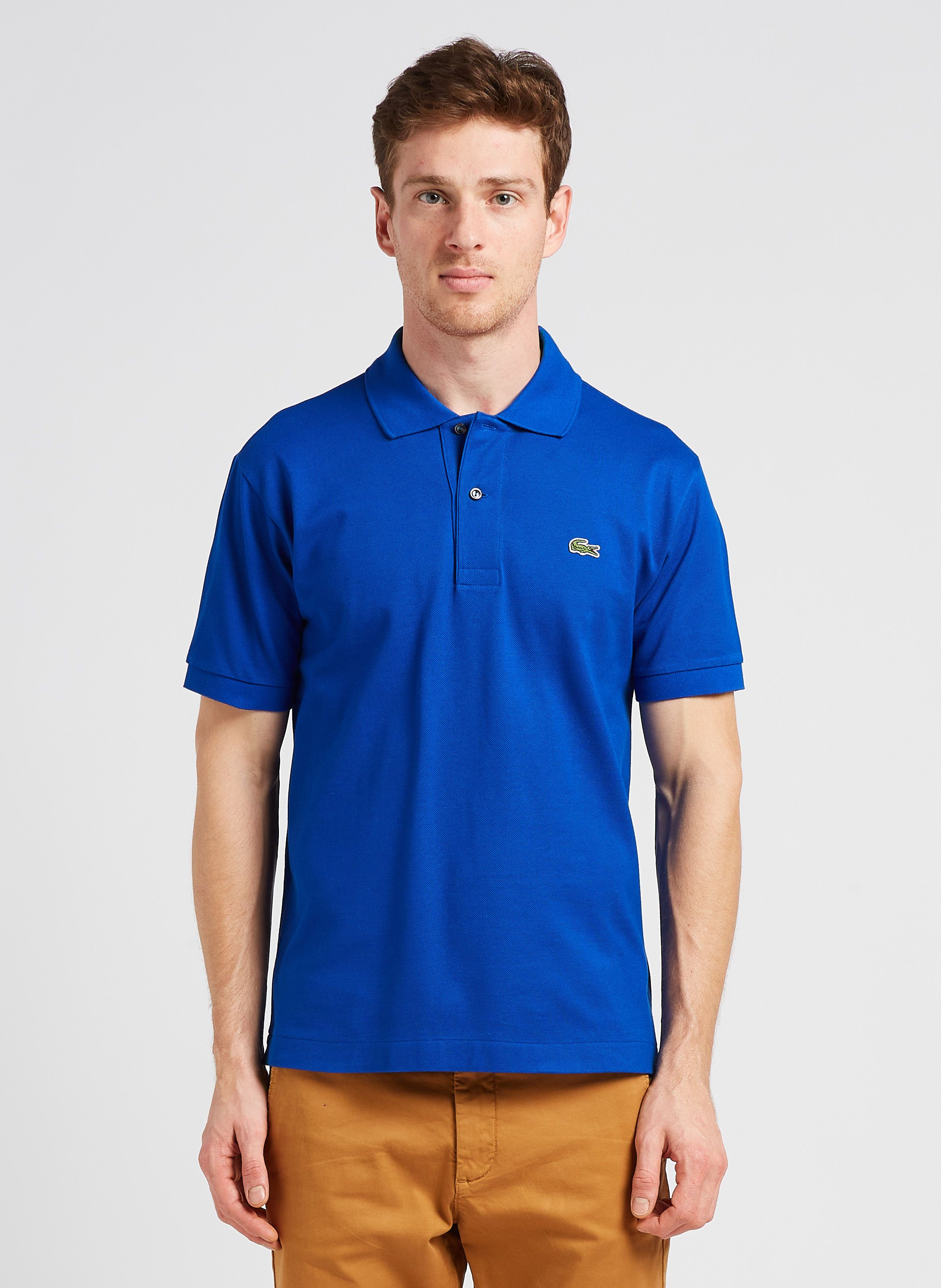 LACOSTE Blue Regular fit cotton piqu polo shirt