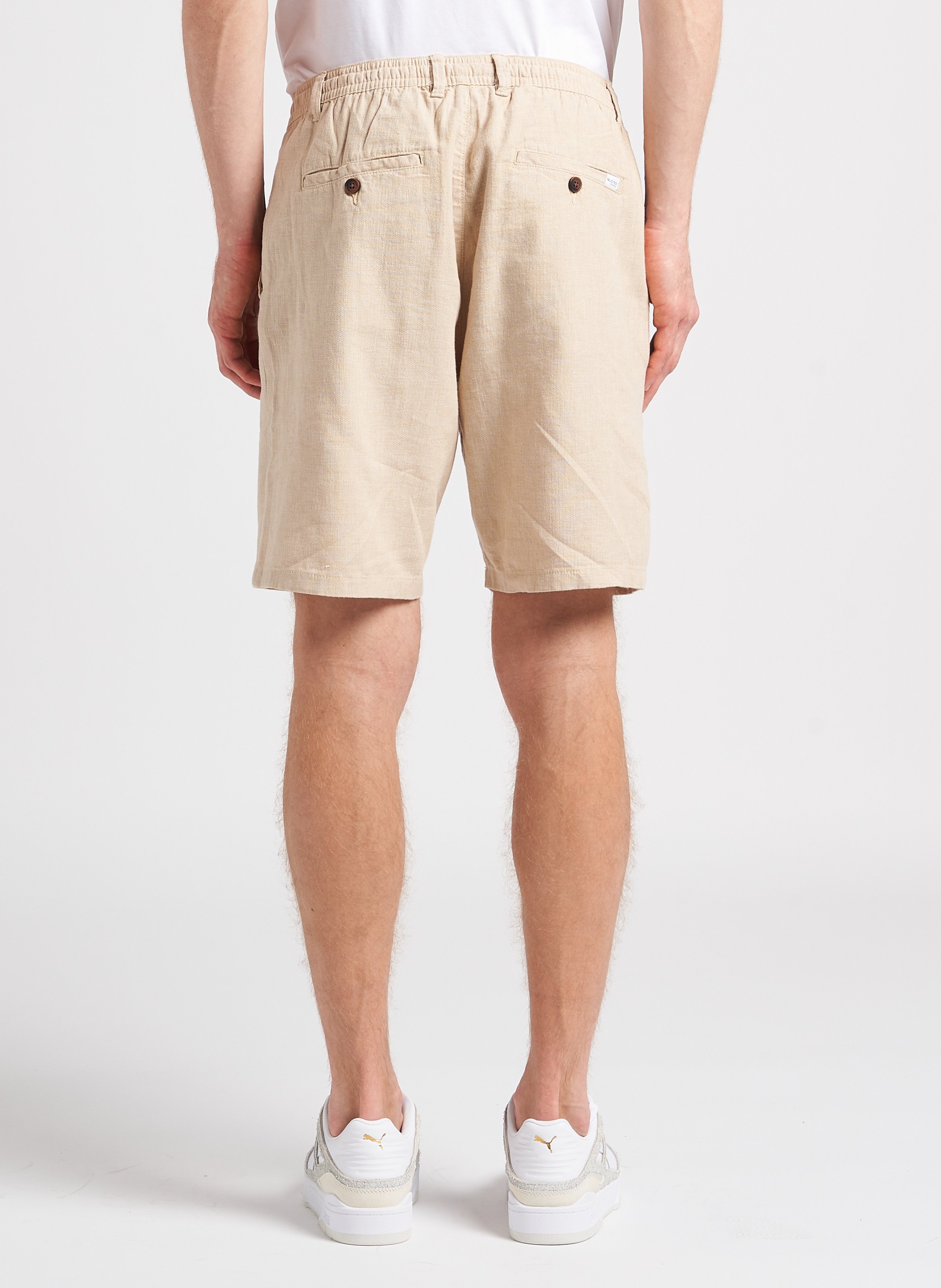 Short regular-fit en coton bio mélangé SELECTED Beige