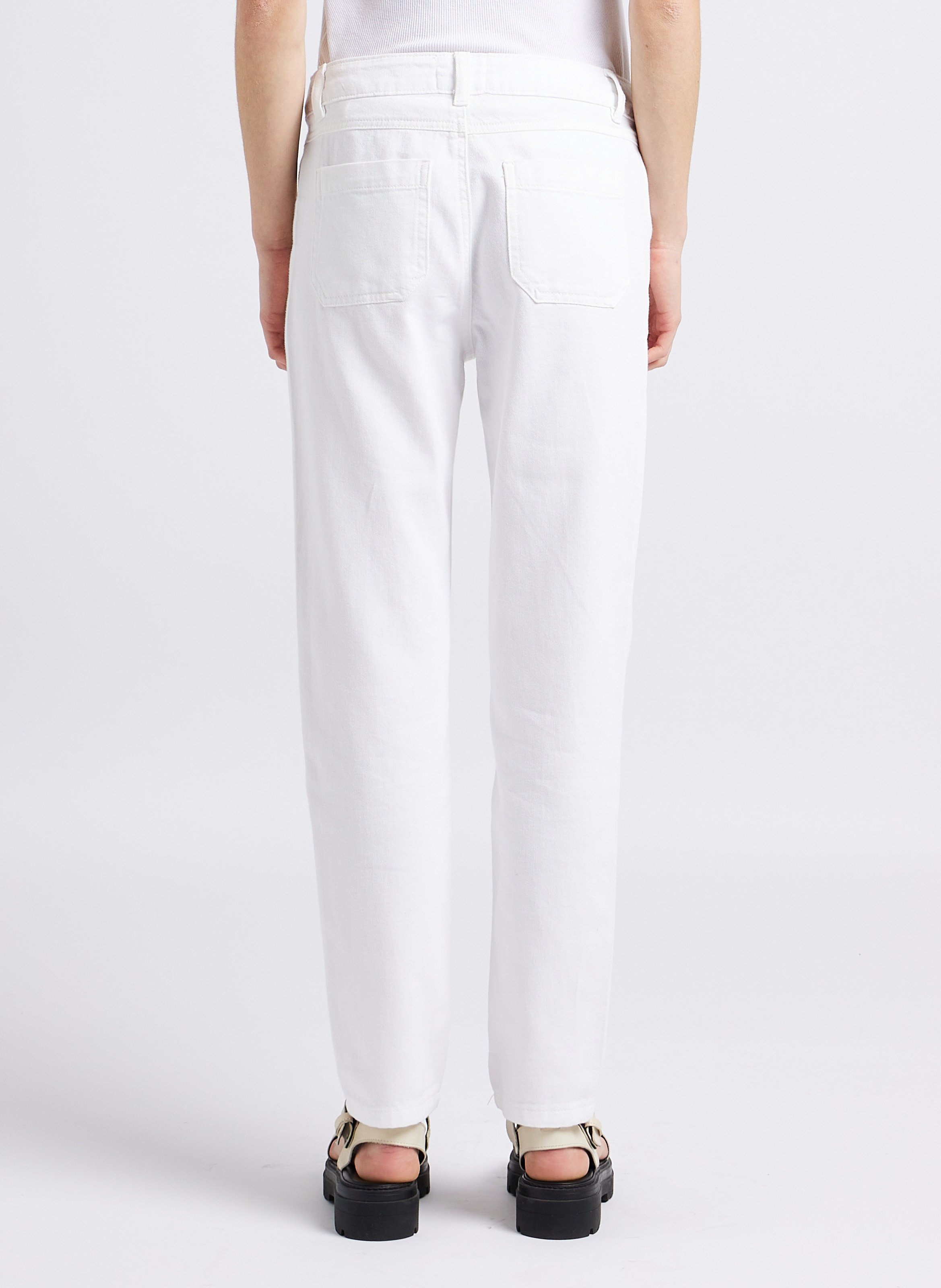 Pantalon slim taille haute en coton MAISON 123 Blanc