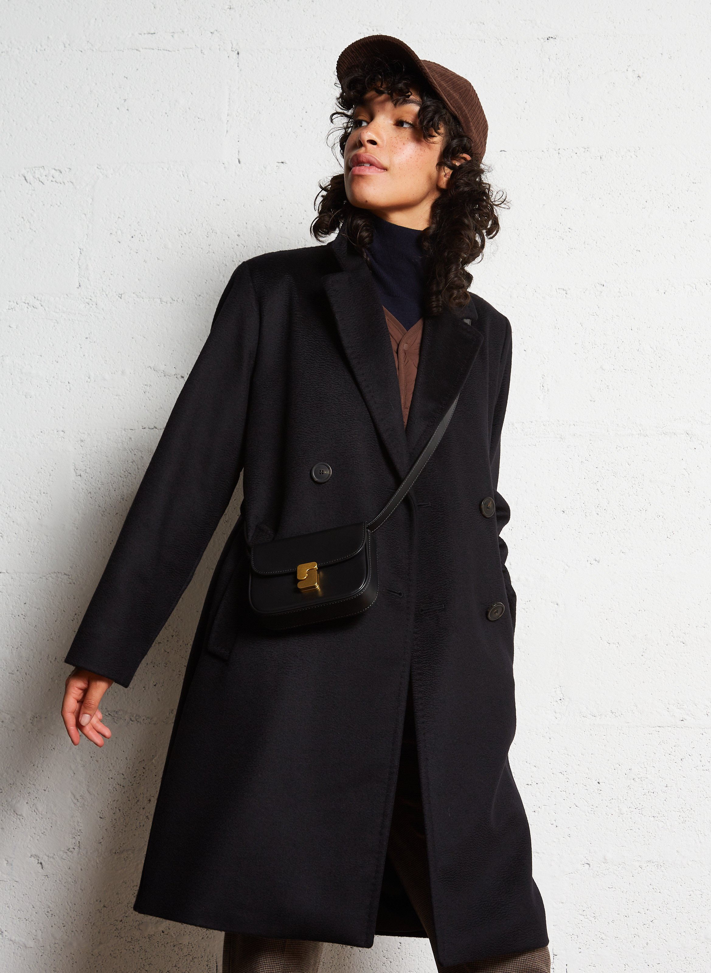 Max mara long black coat online