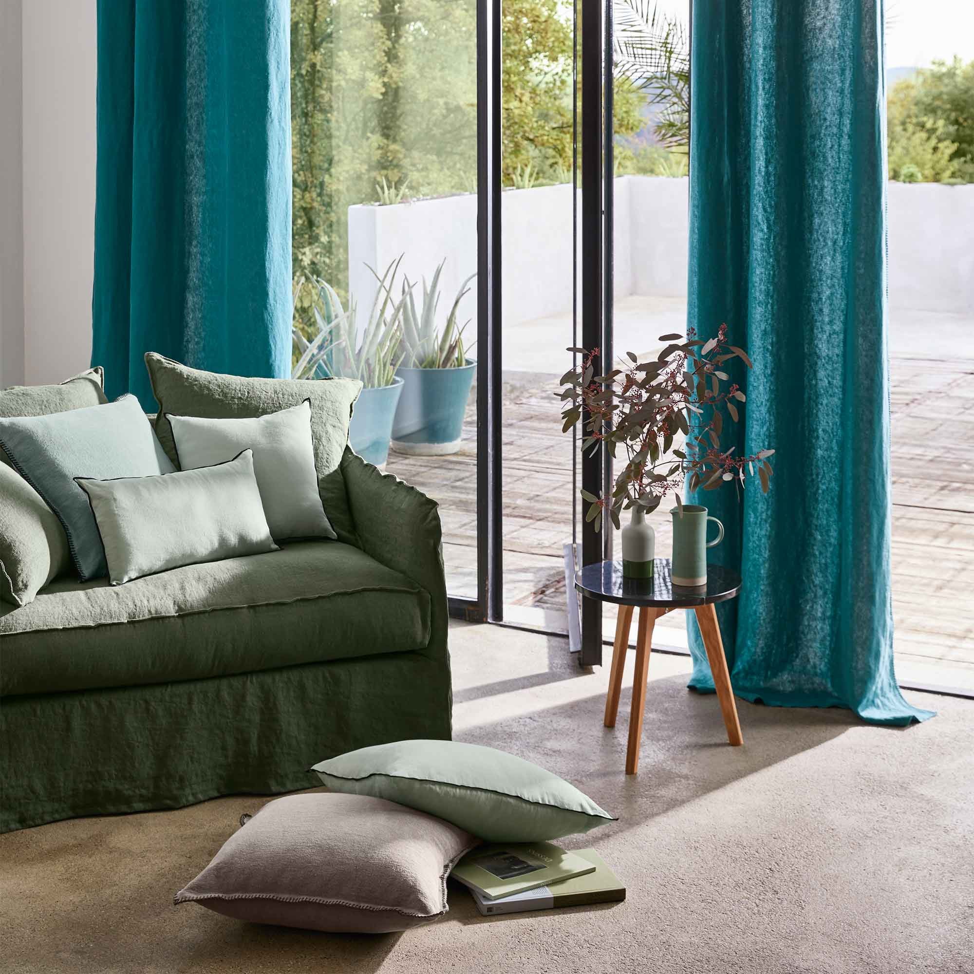 Curtain with black eyelets MADURA Blue