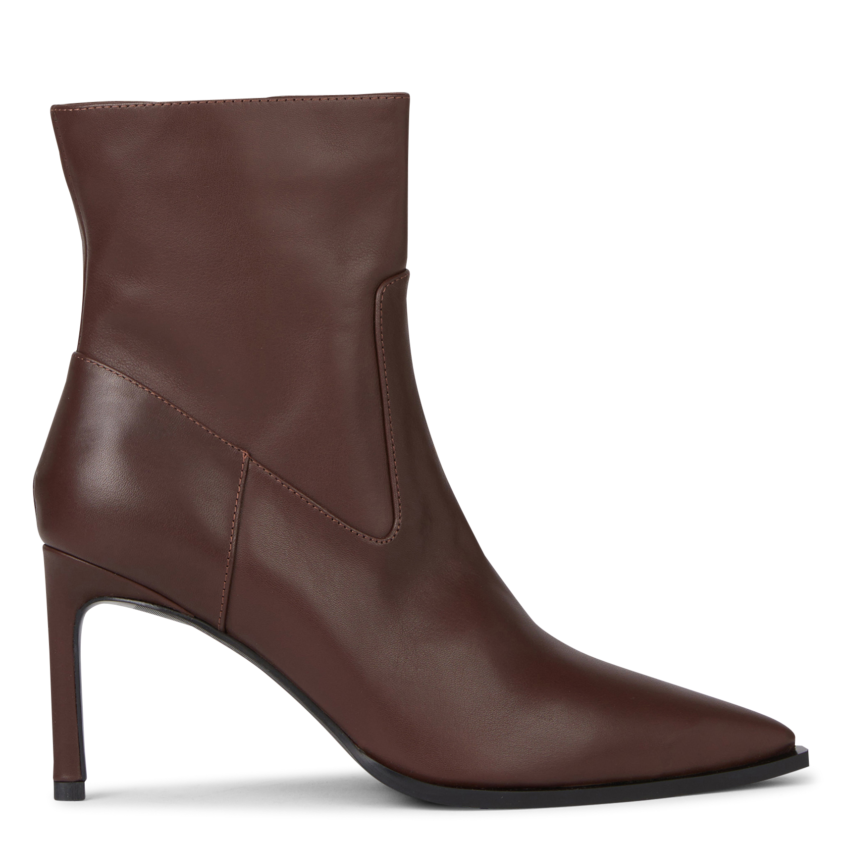 Enkellaarsjes met hak van leer MI/MAI Bruin