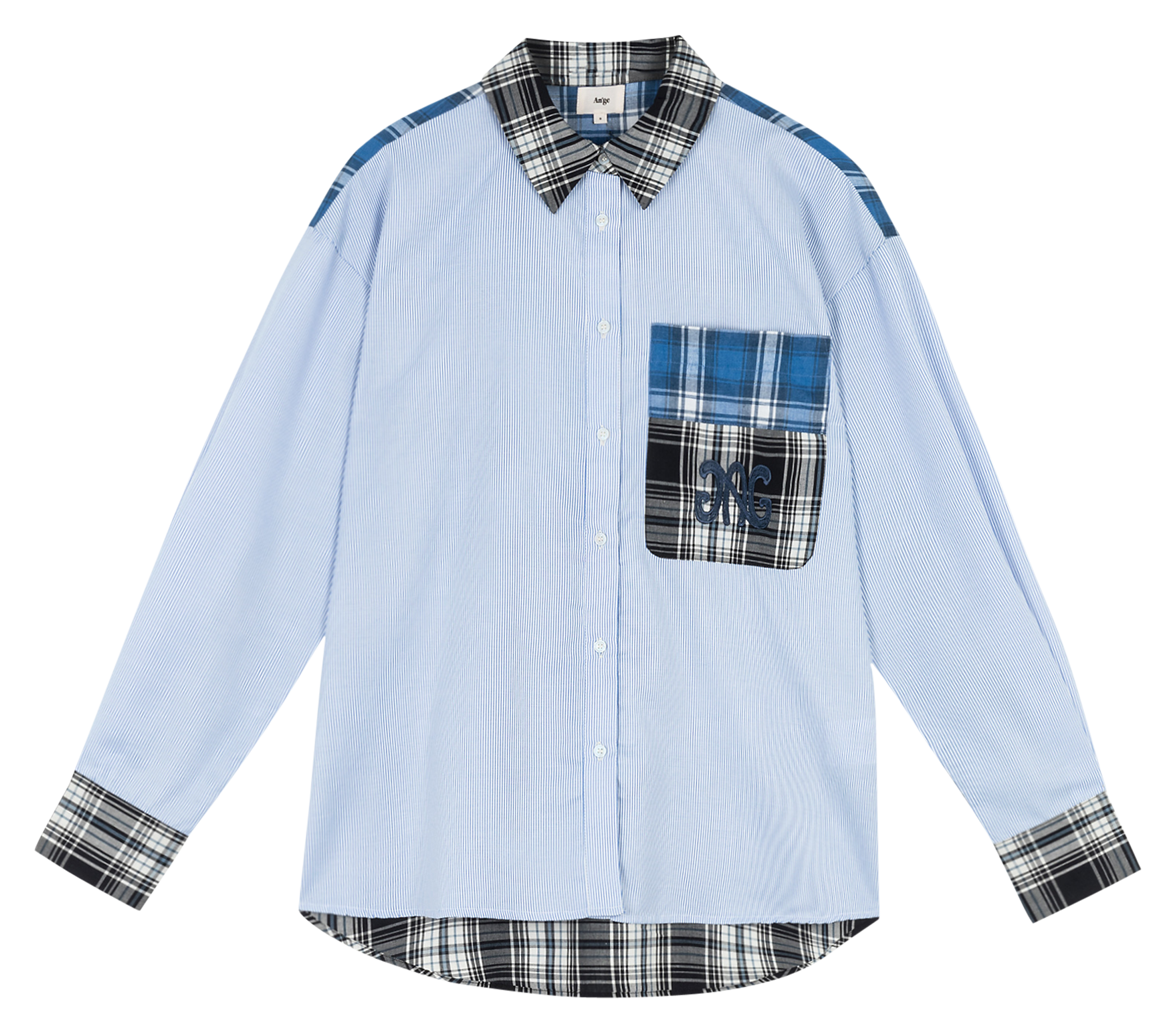 Straight printed cotton shirt AN'GE Blue