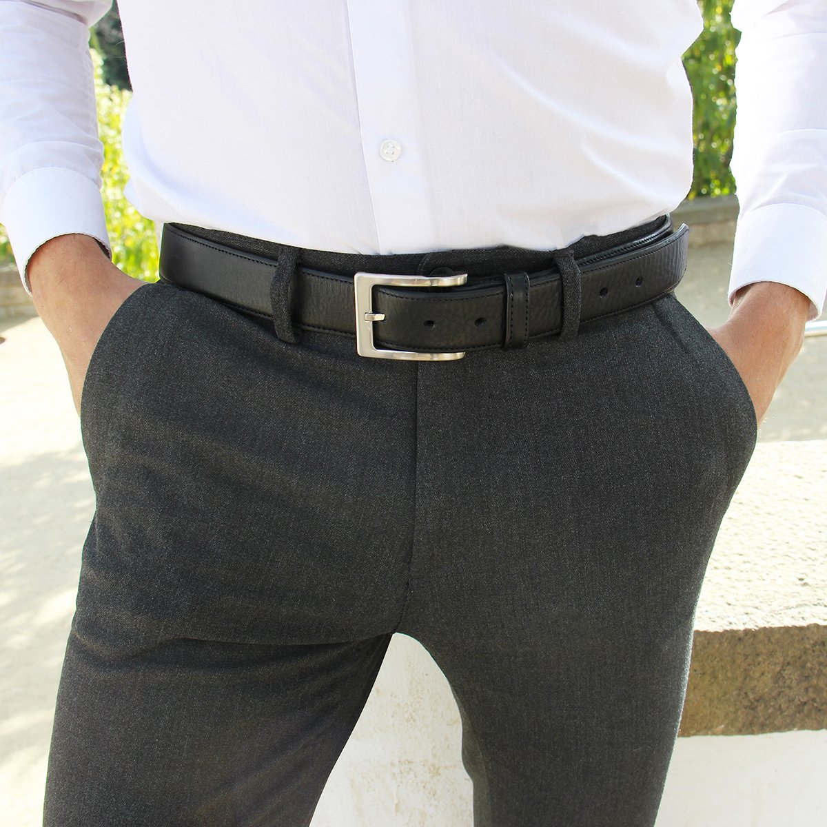 Classic smooth leather belt JULES & JENN Black