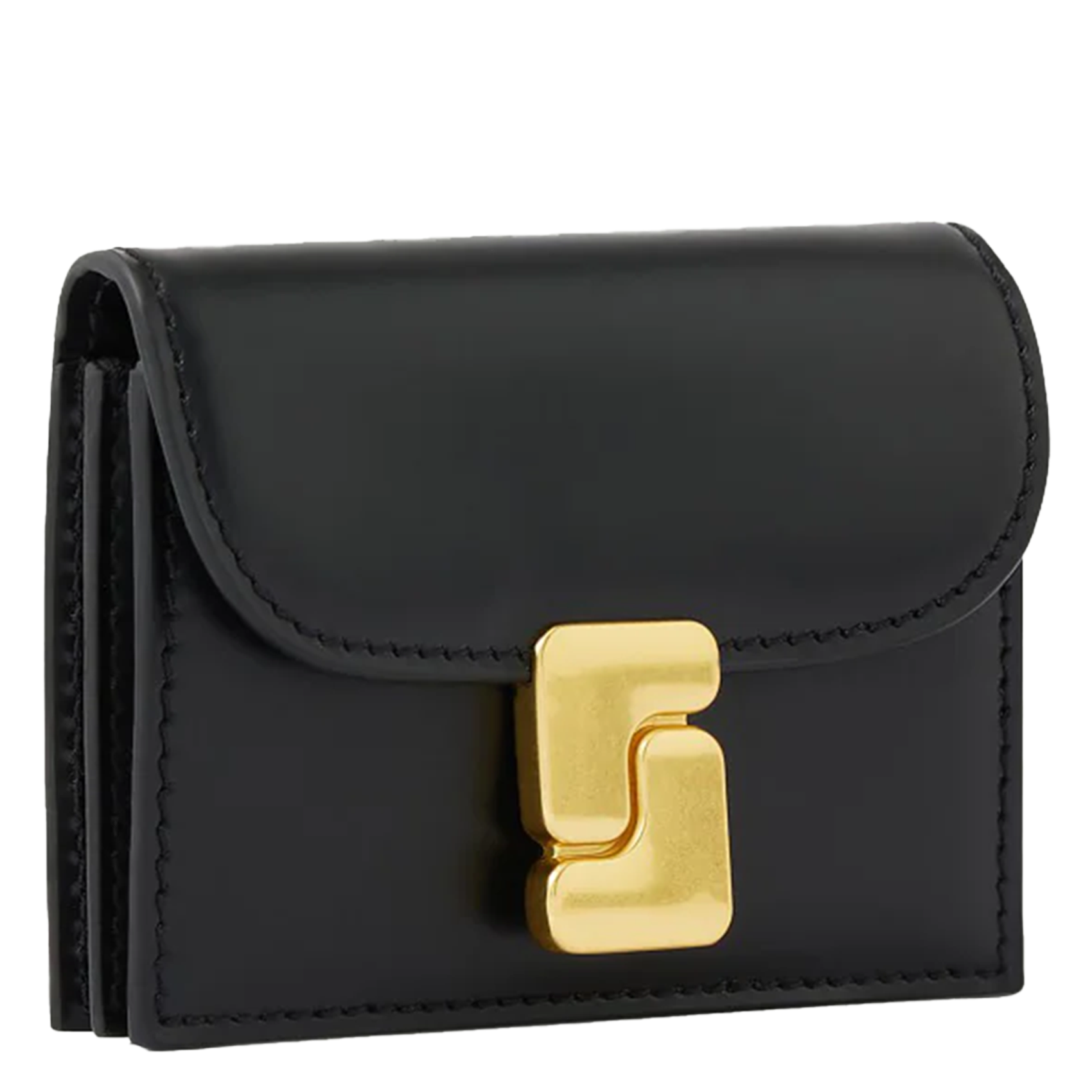 Cowskin leather card case with flap SOEUR Black