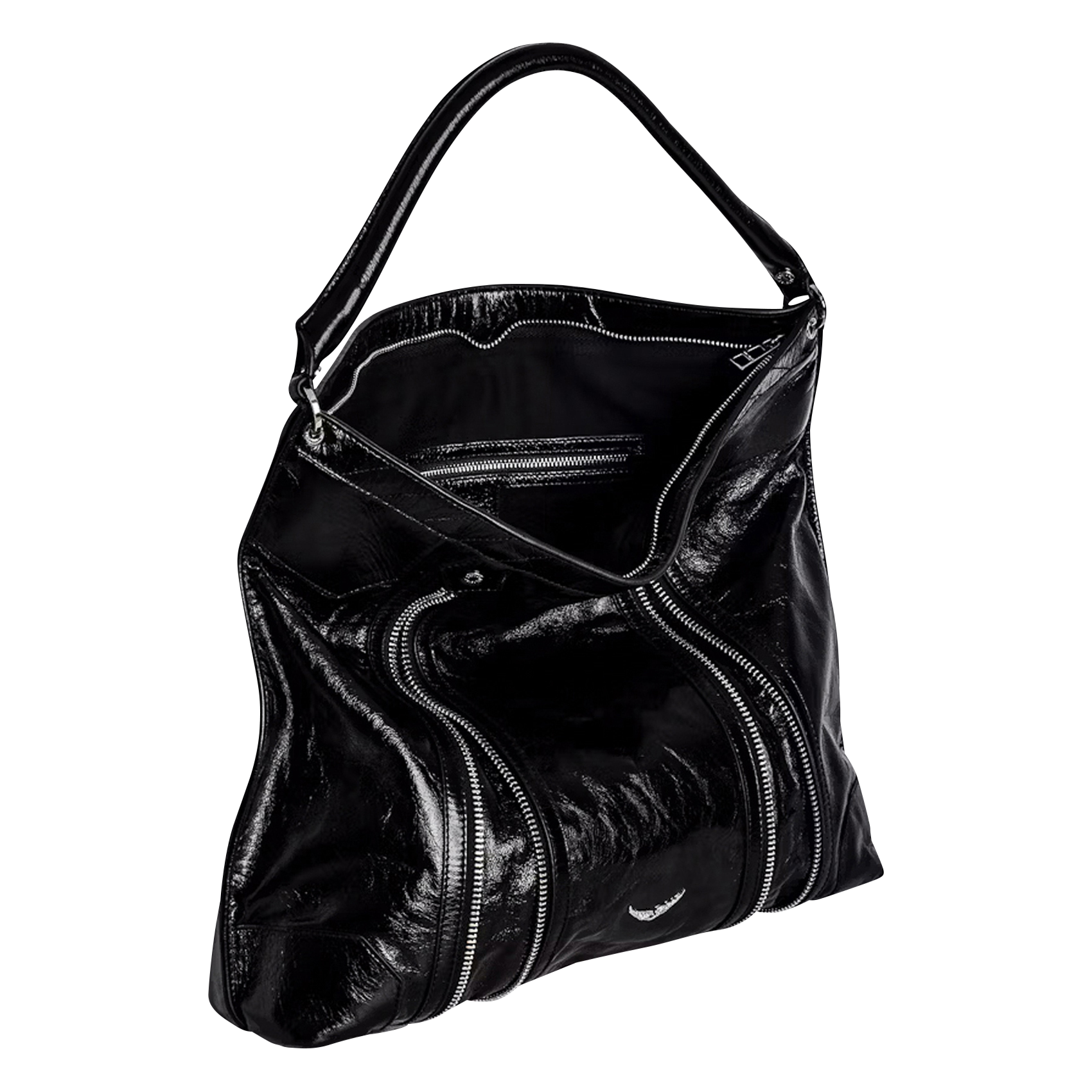 Schoudertas van lakleer ZADIG&VOLTAIRE Zwart