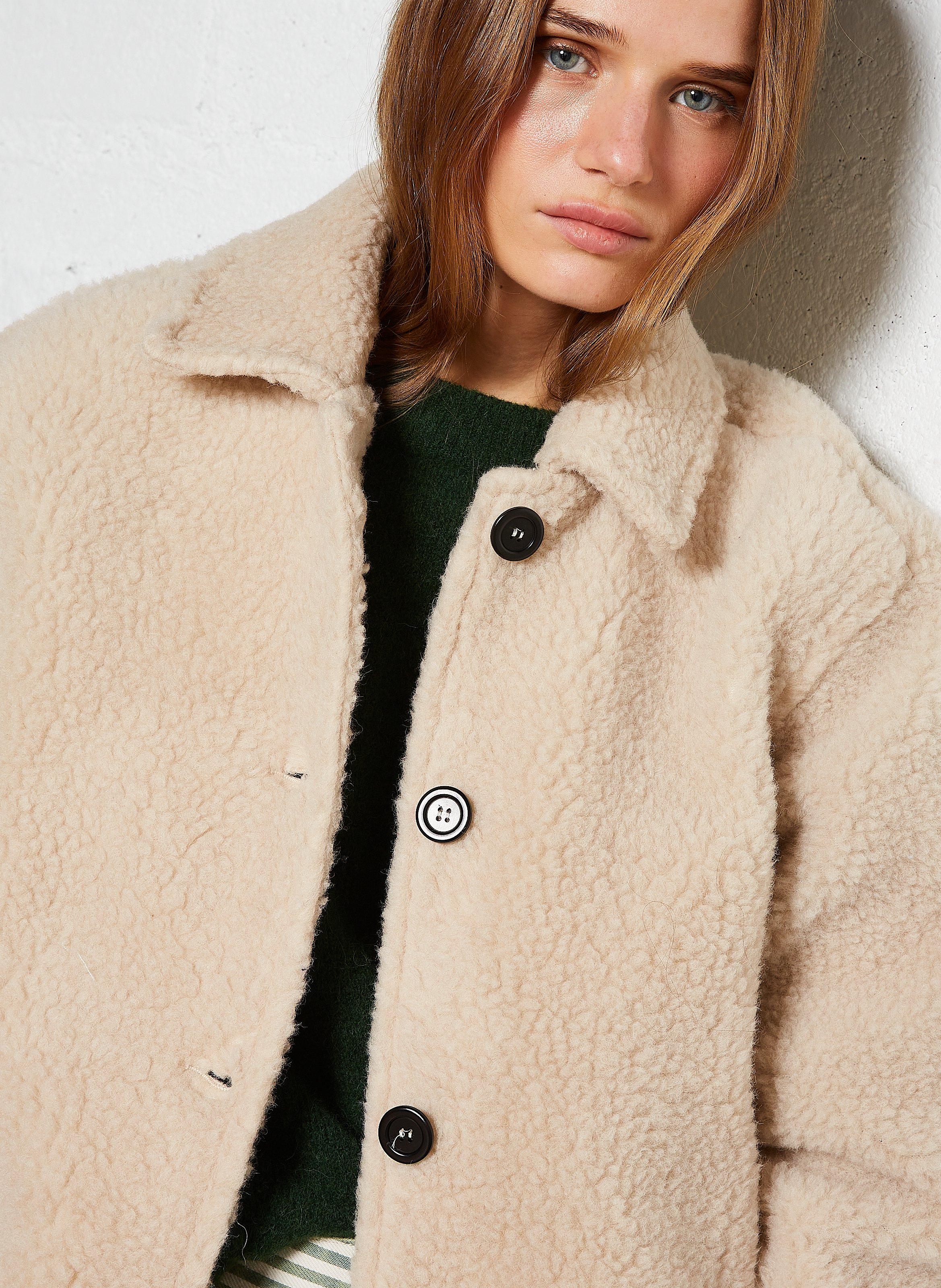 Cropped wool-blend coat AMERICAN VINTAGE Beige