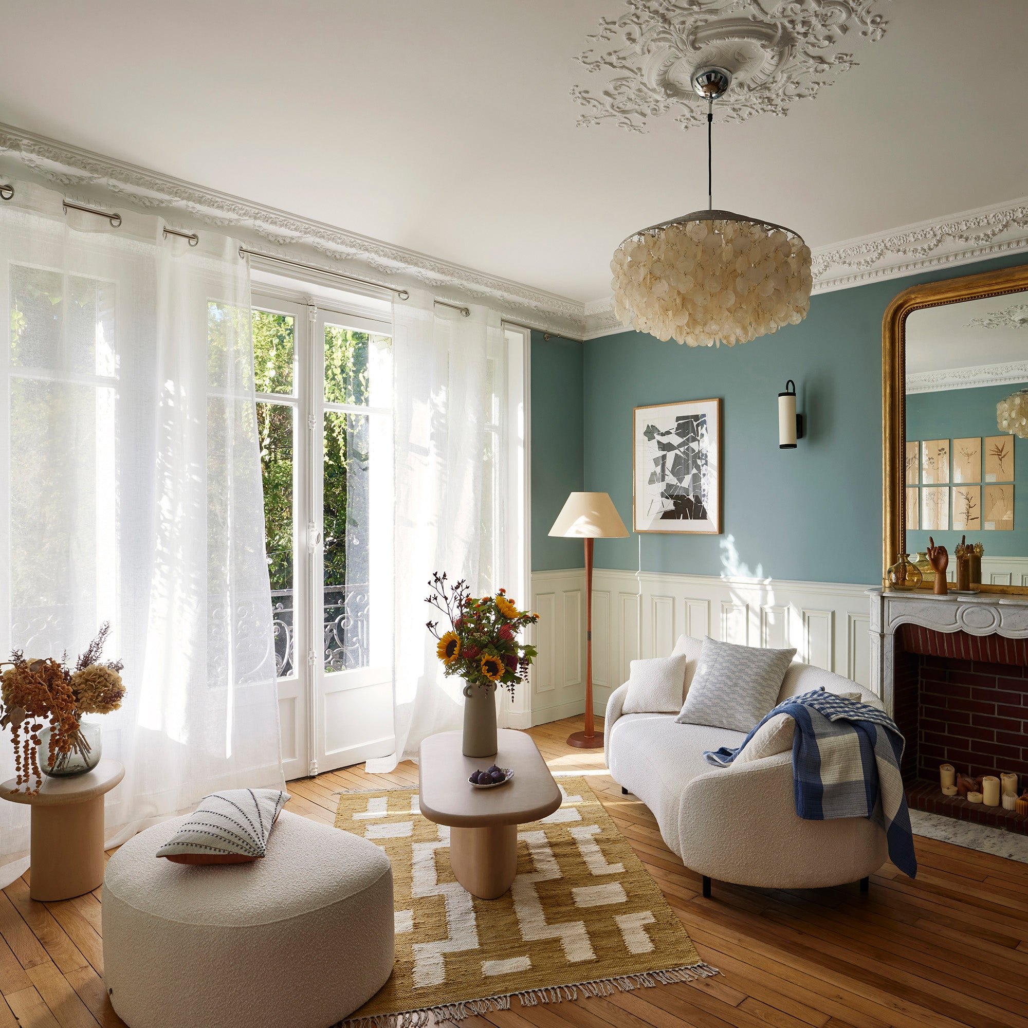 SHADOW - Linen net curtain with eyelets MADURA White