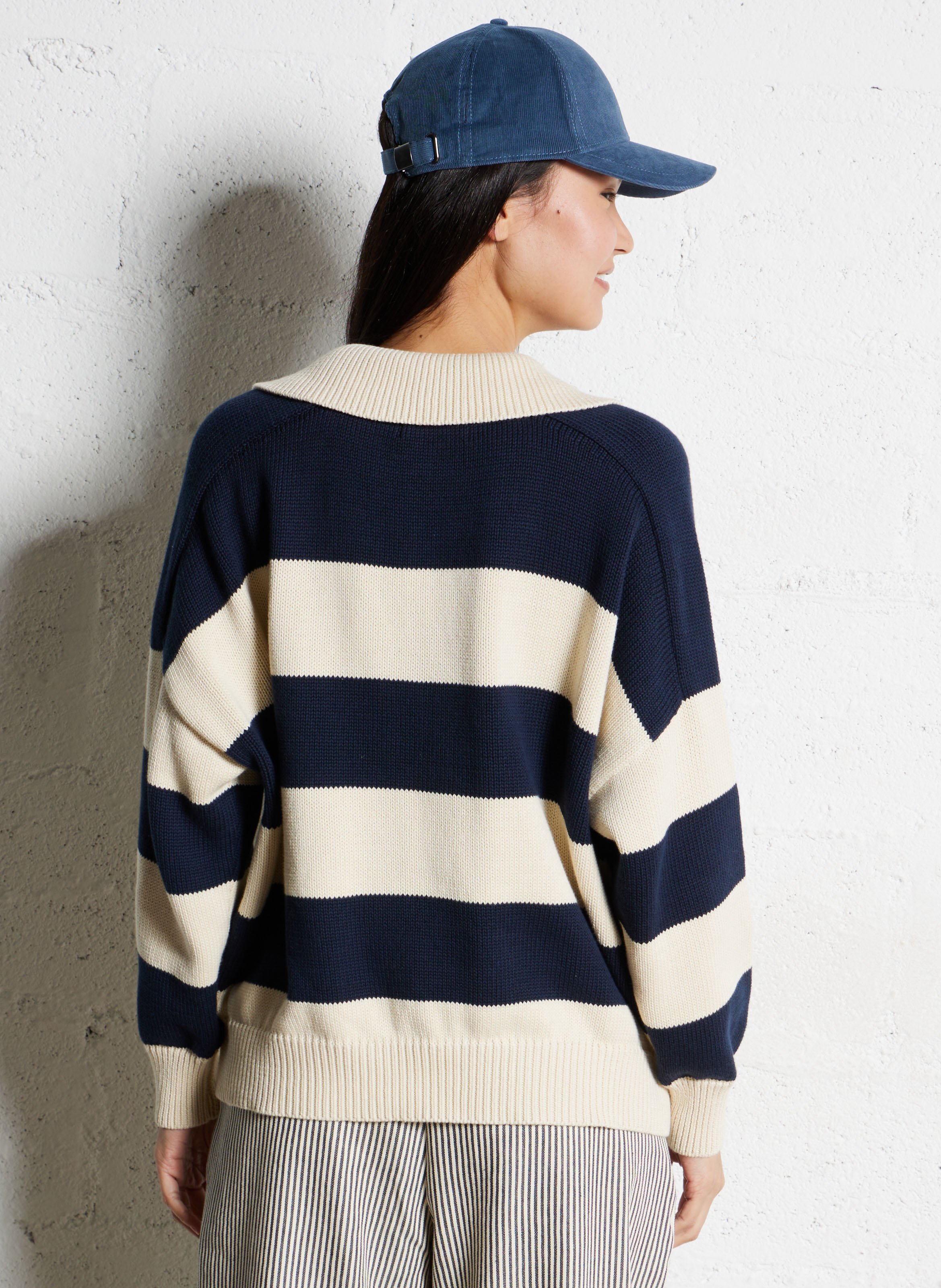 Oversized V-hals trui van biologisch katoen THE NEW SOCIETY Blauw