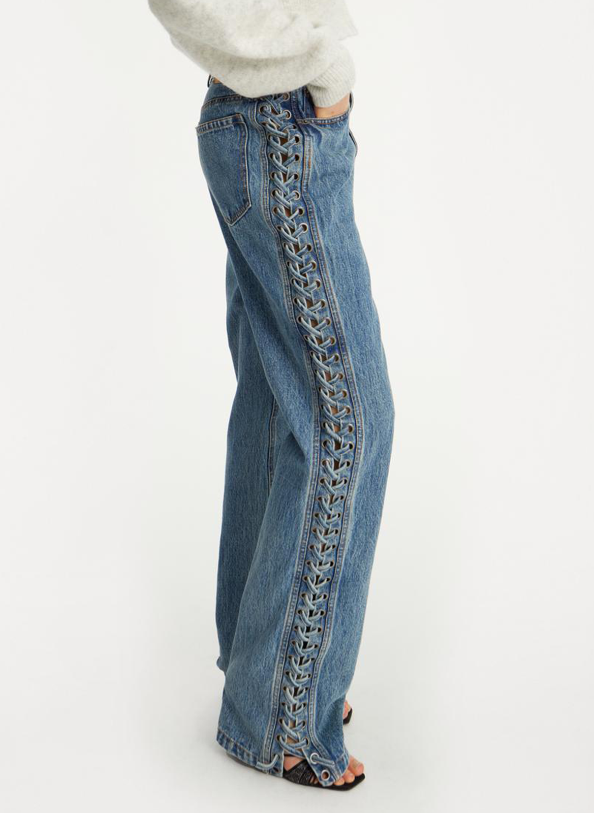 Jean droit en coton bio ROTATE Bleu