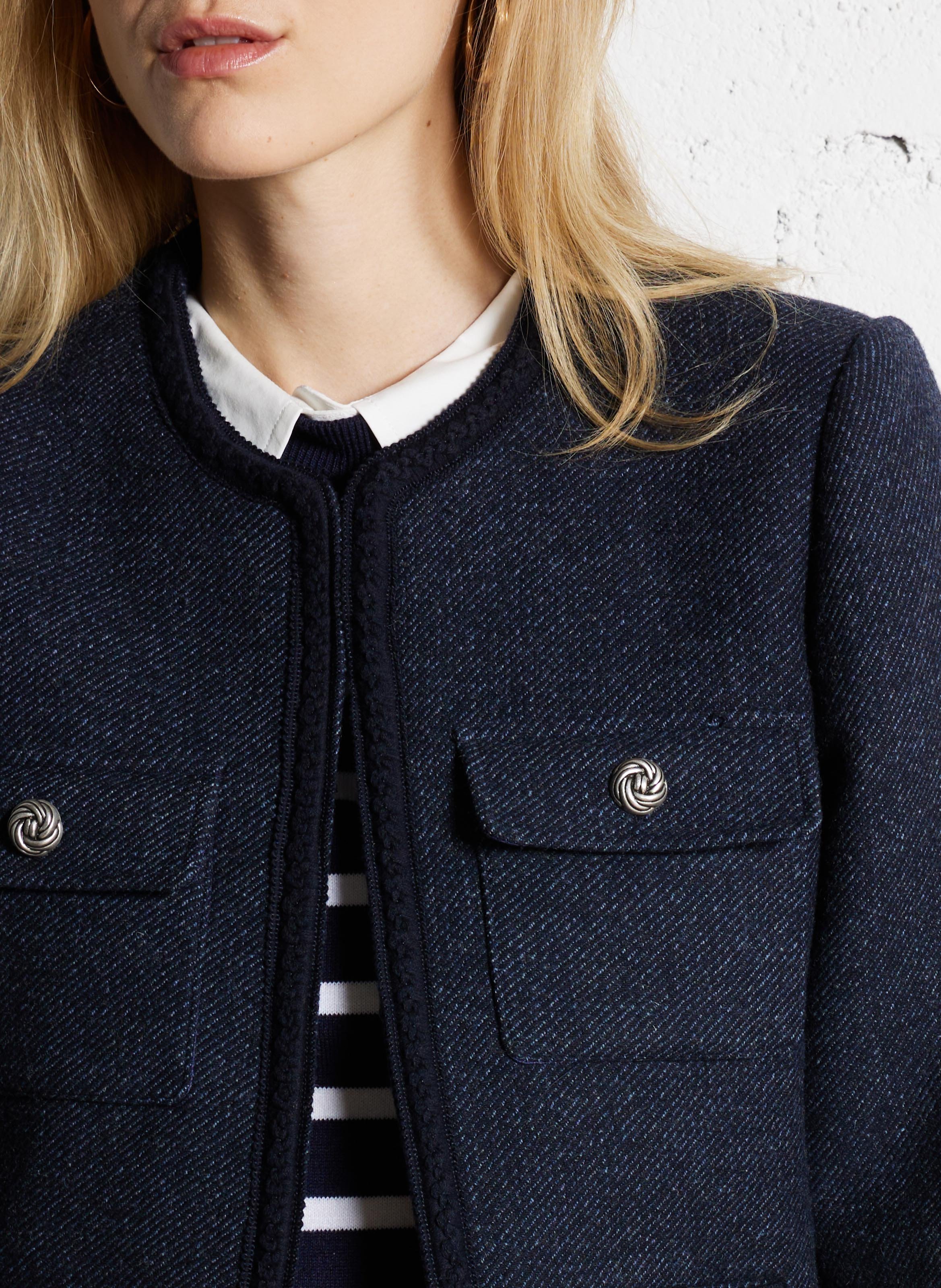 Veste droite en laine mélangée SUNCOO Bleu