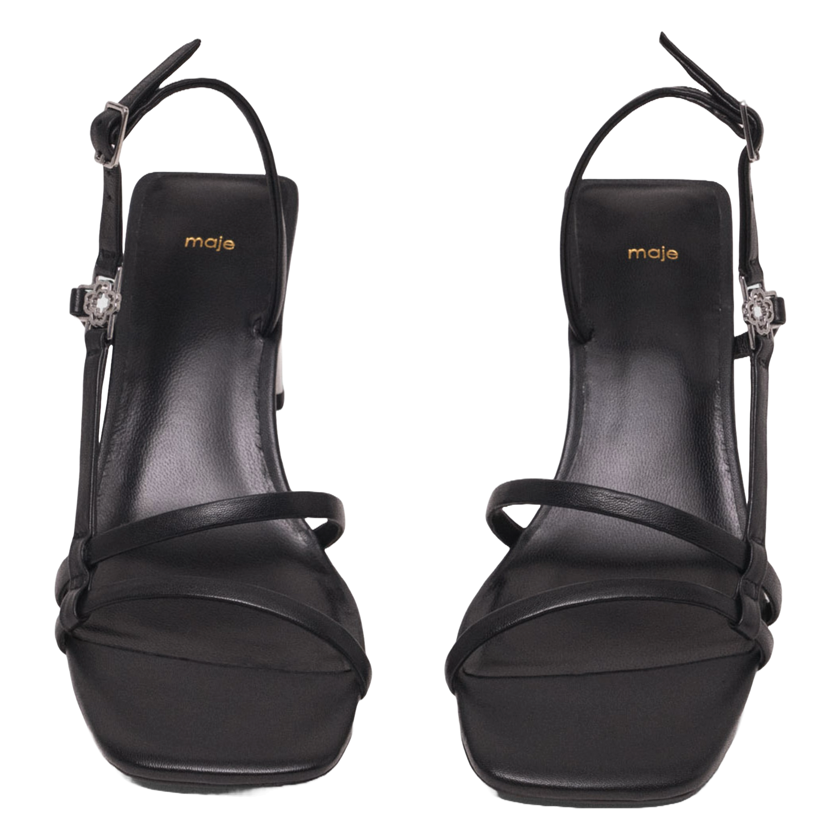 Hoge, glanzende, leren sandalen MAJE Zwart