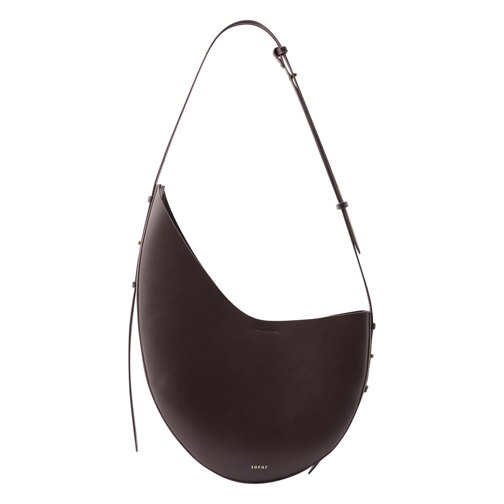 Sac bandoulière asymétrique en cuir lisse SOEUR Rouge