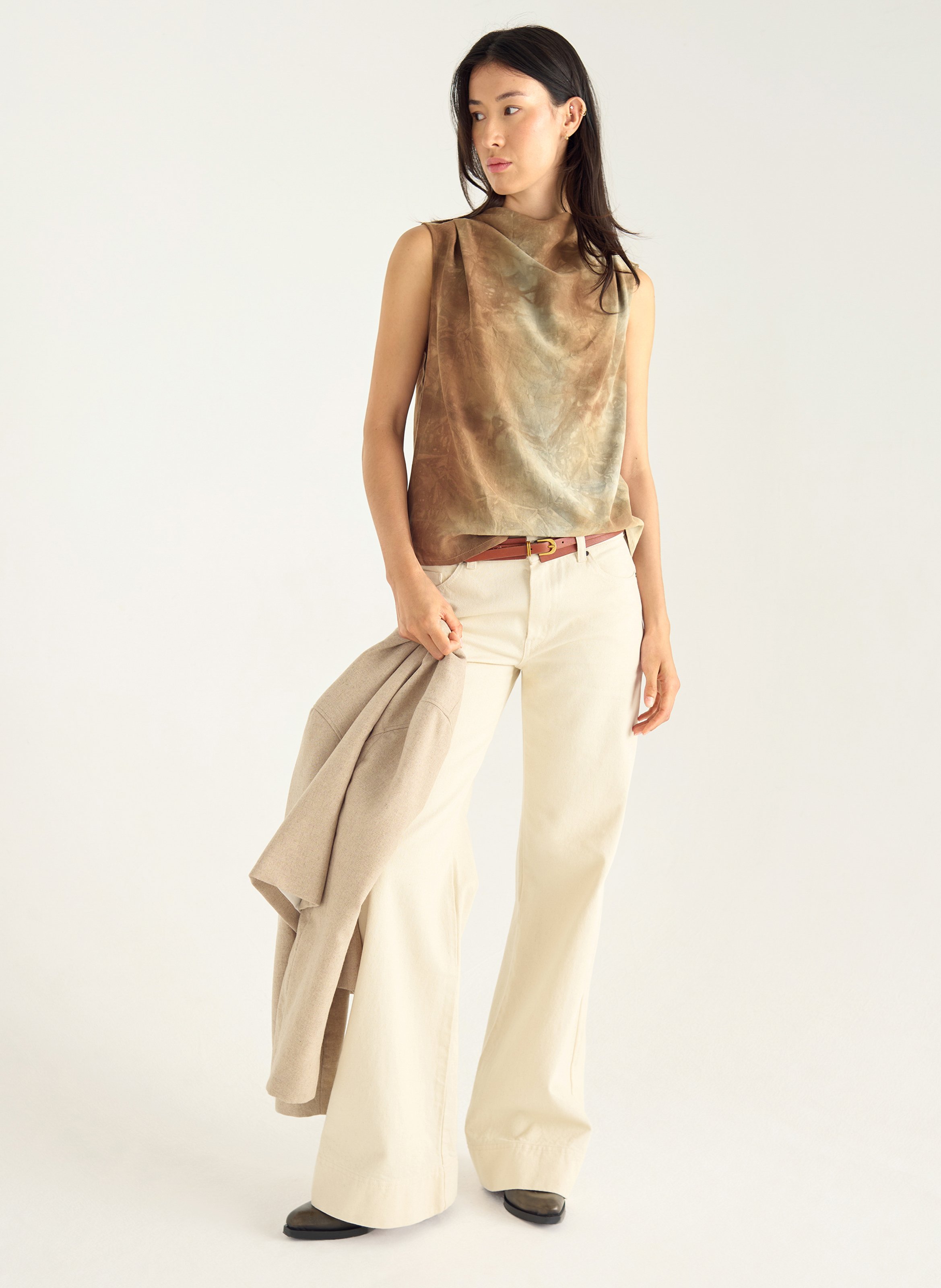 Top col rond imprimé ACOTE Noir