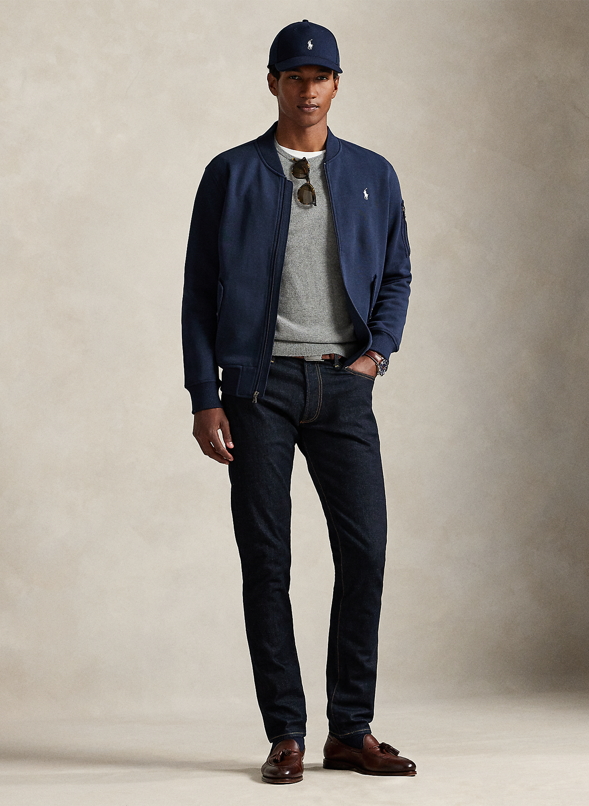 Blouson col rond en coton mélangé POLO RALPH LAUREN Bleu