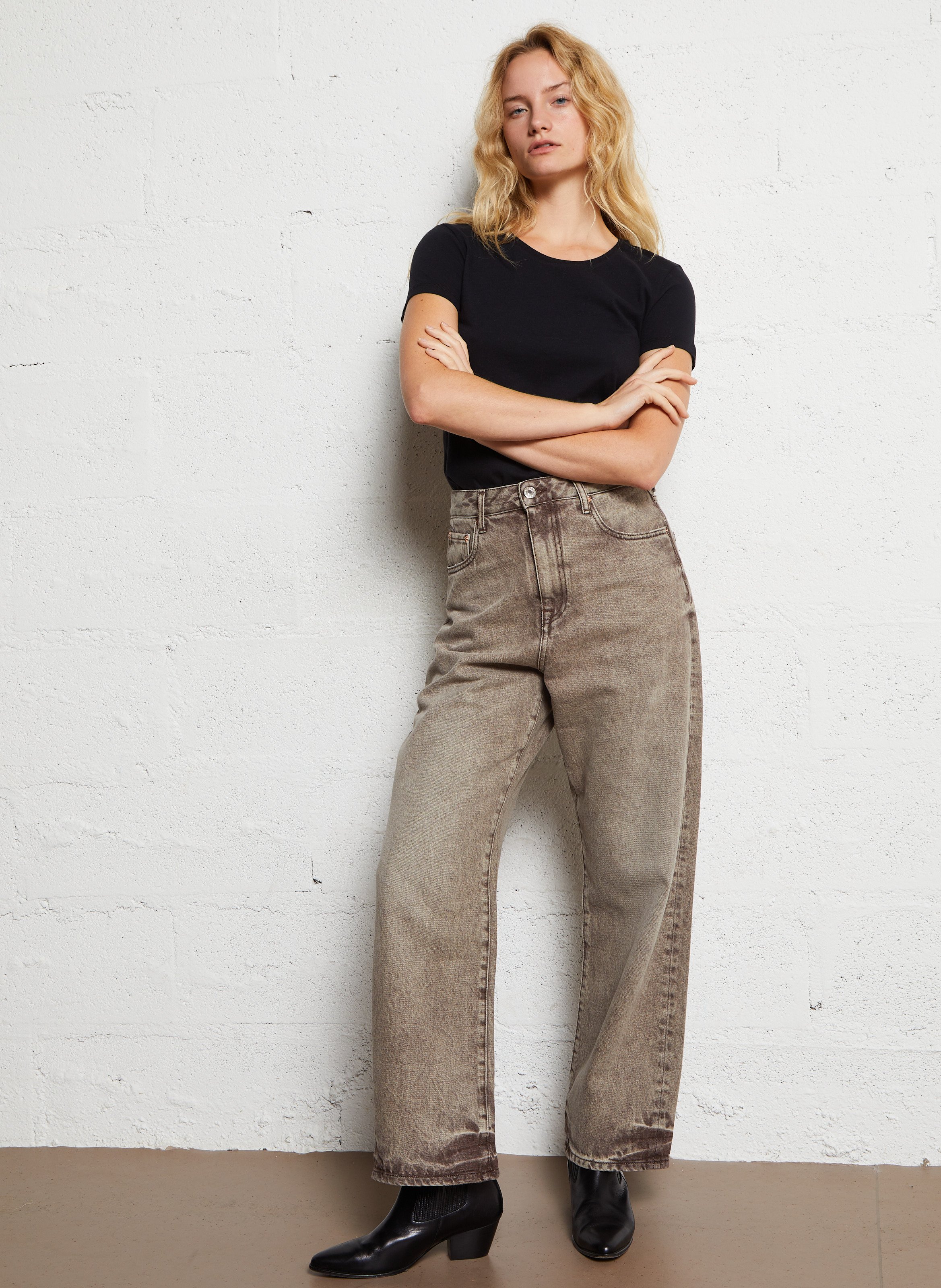 Tee-shirt col rond en coton MAJESTIC FILATURES Noir