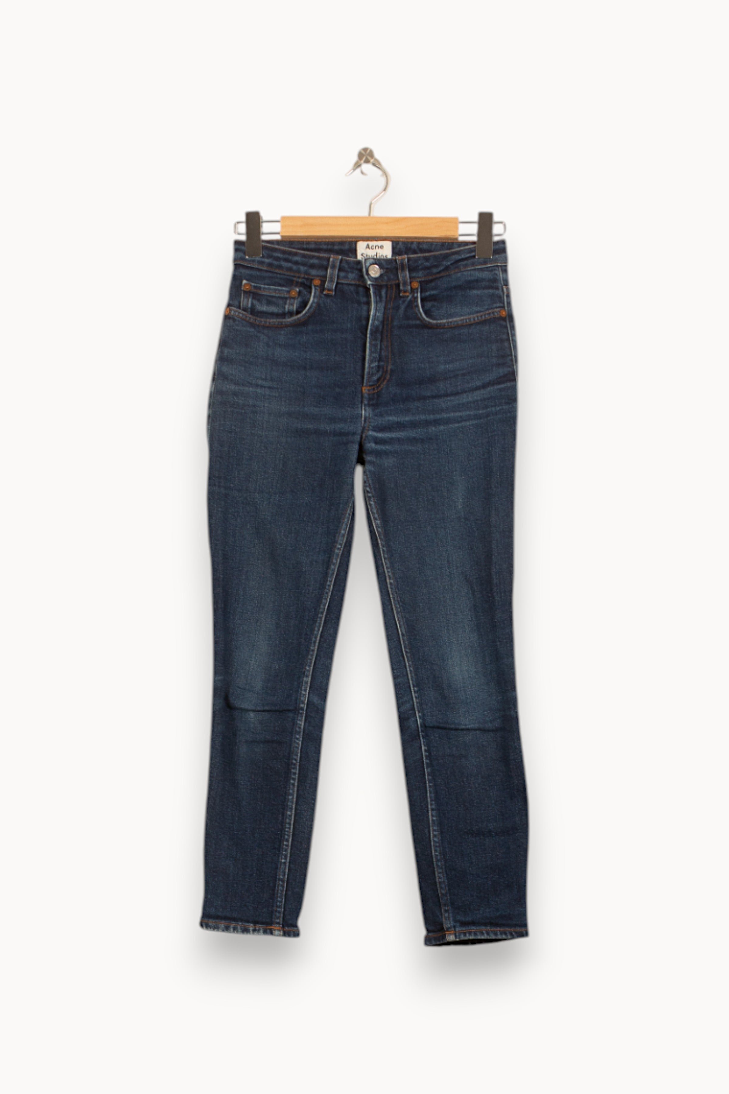 Cropped slim jeans with studs ACNE STUDIOS - Seconde Main Blue