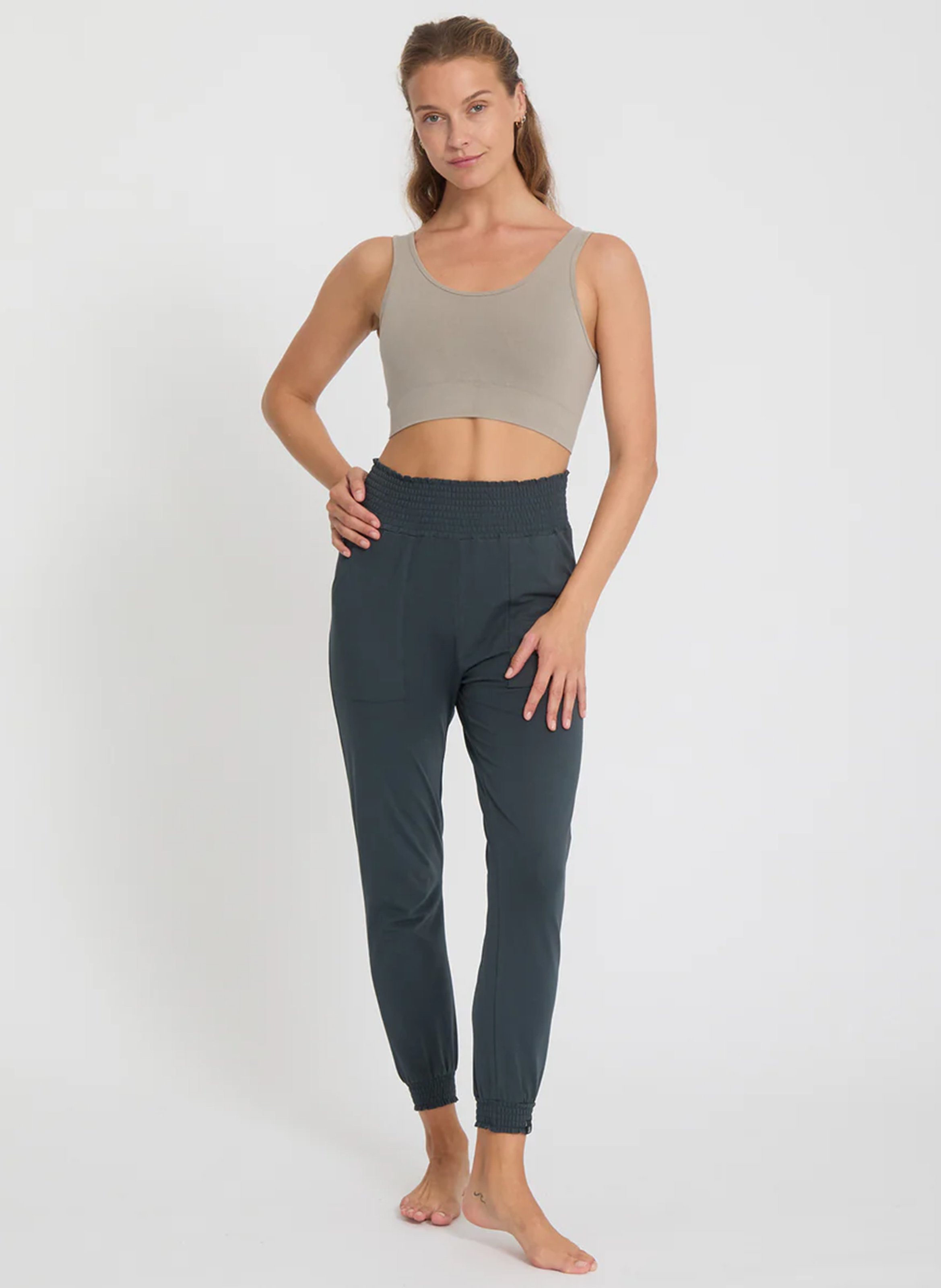 Pantalon slim élastiqué uni YOGA SEARCHER Vert