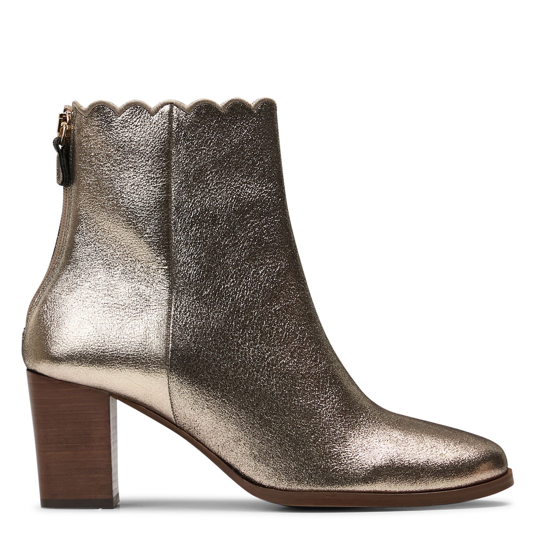 Glanzende, leren enkellaarzen met hak MAISON TOUFET Goudkleurig