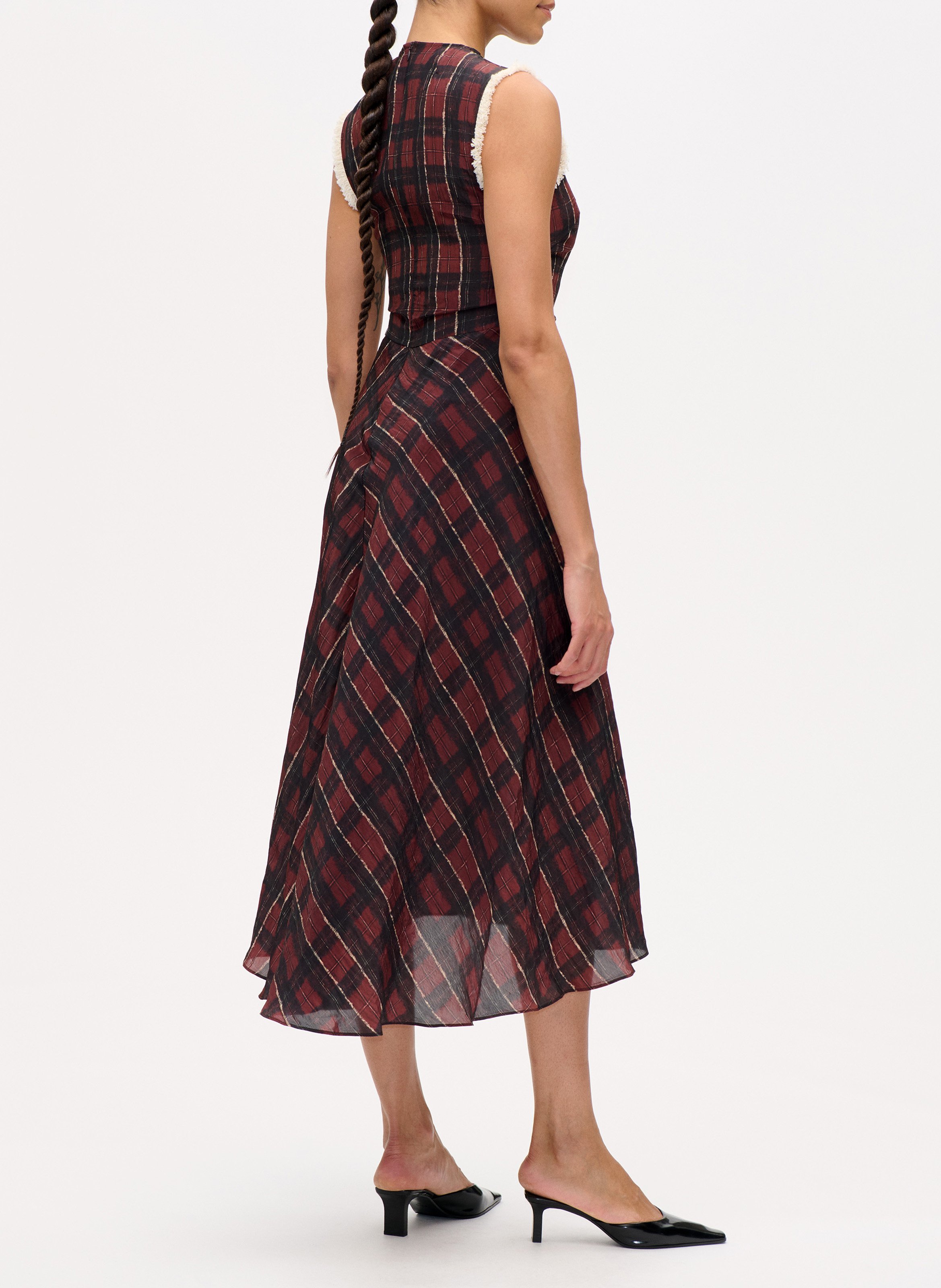 Robe midi droite à carreaux BAUM UND PFERDGARTEN Prune