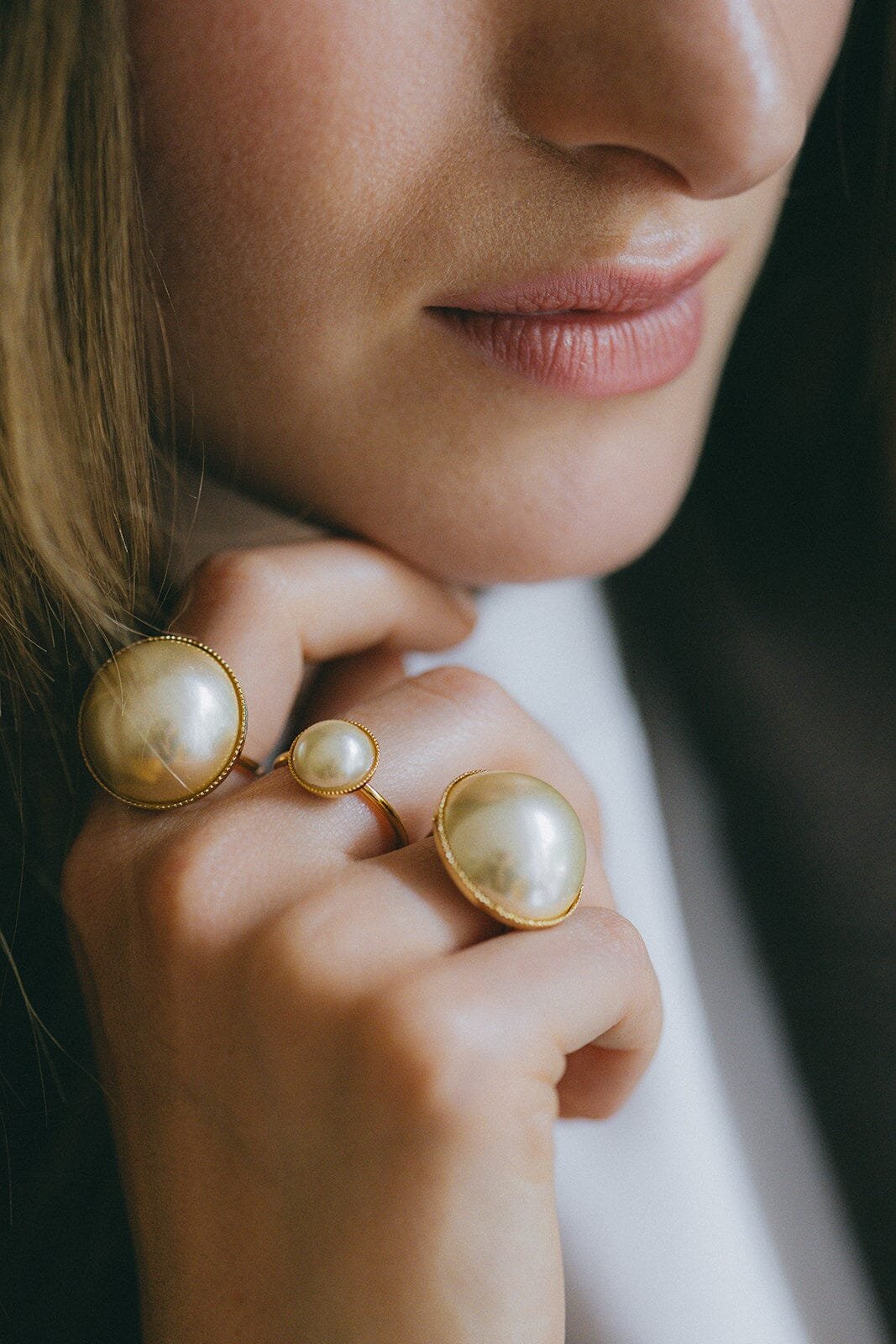 Maxi ring with gold-plated pearl MONSIEUR SIMONE Silver