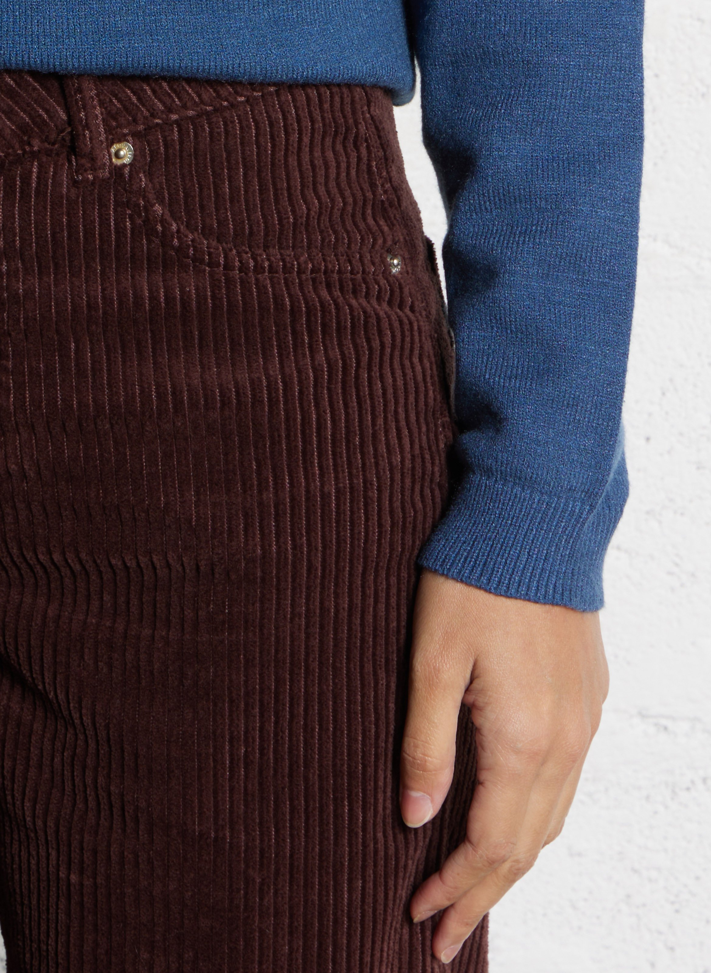 Wide ribbed cotton trousers ACQUAVERDE Brown