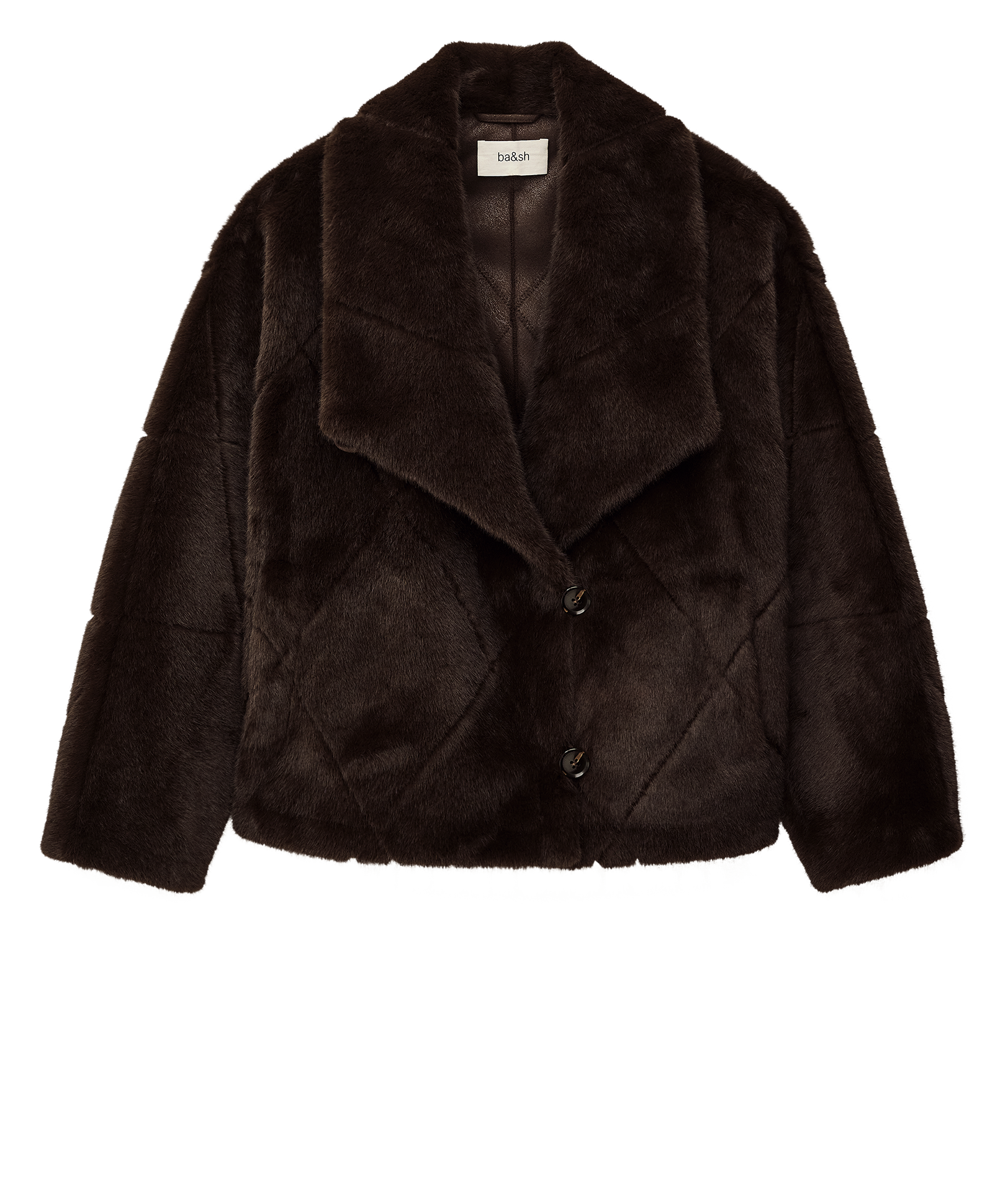 Oversized jas met omgeslagen kraag en faux bonteffect BA&SH Bruin