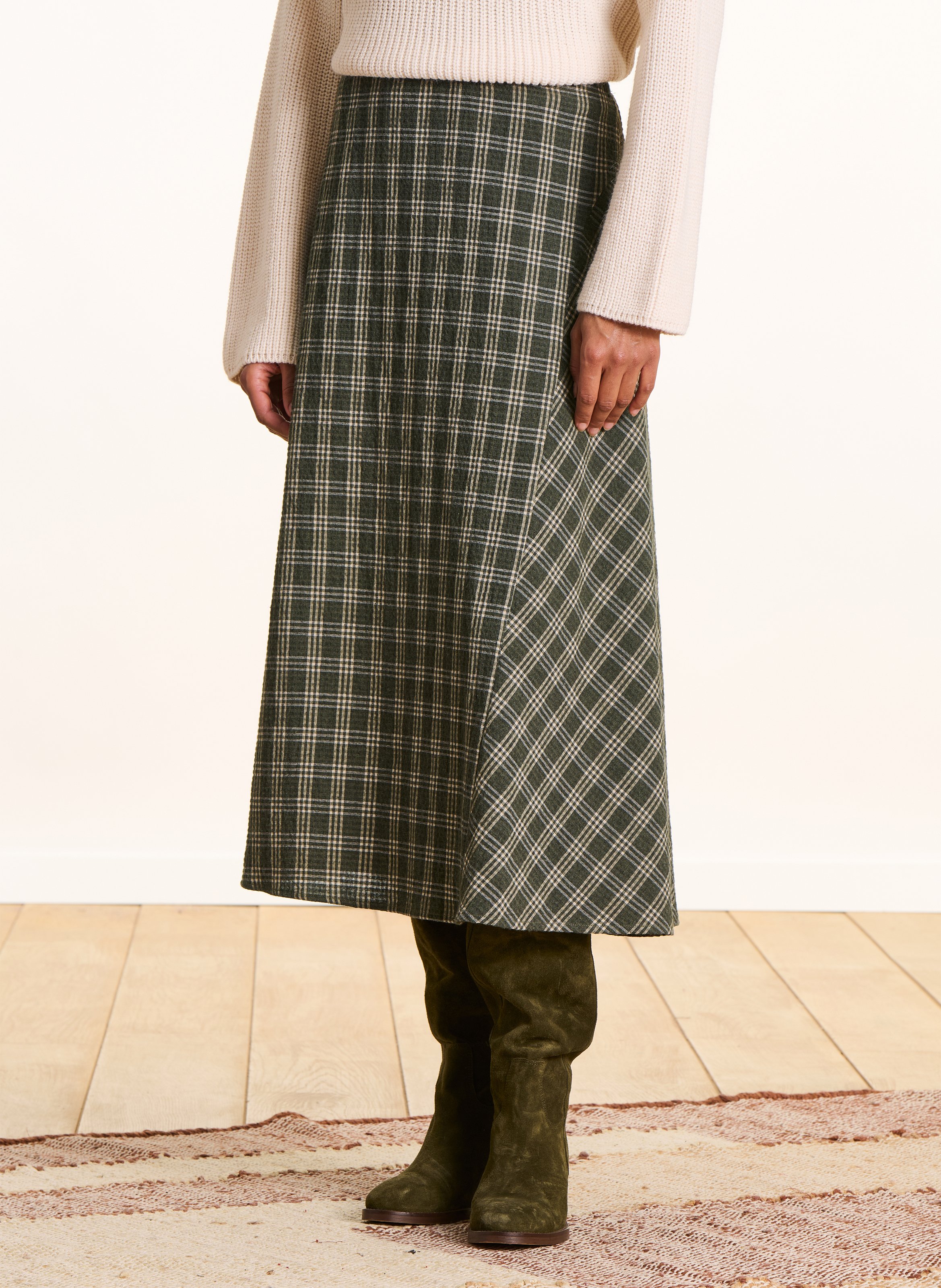 Check midi skirt LA FEE MARABOUTEE Green