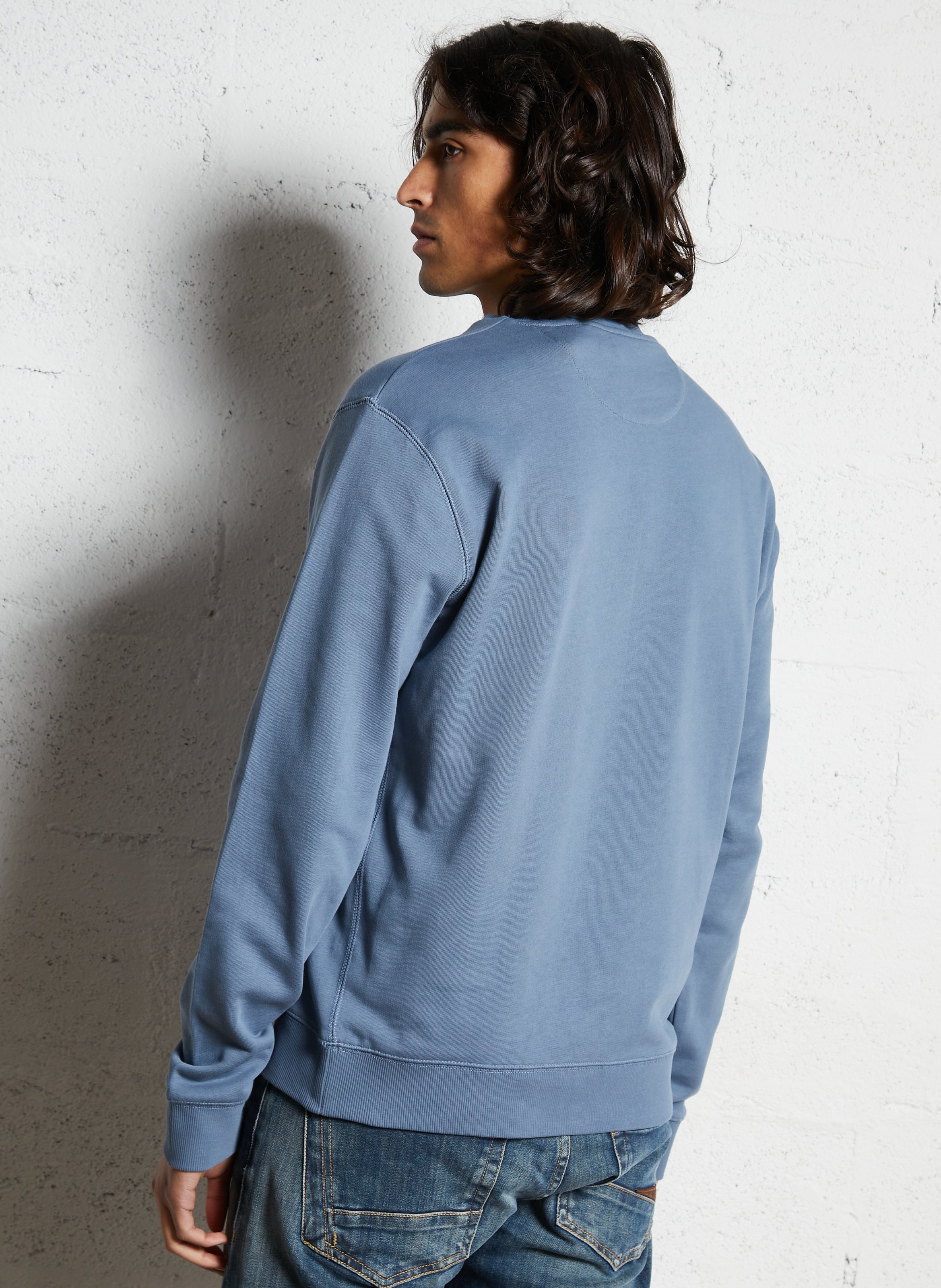 Sweat droit col rond en coton bio FARAH Bleu