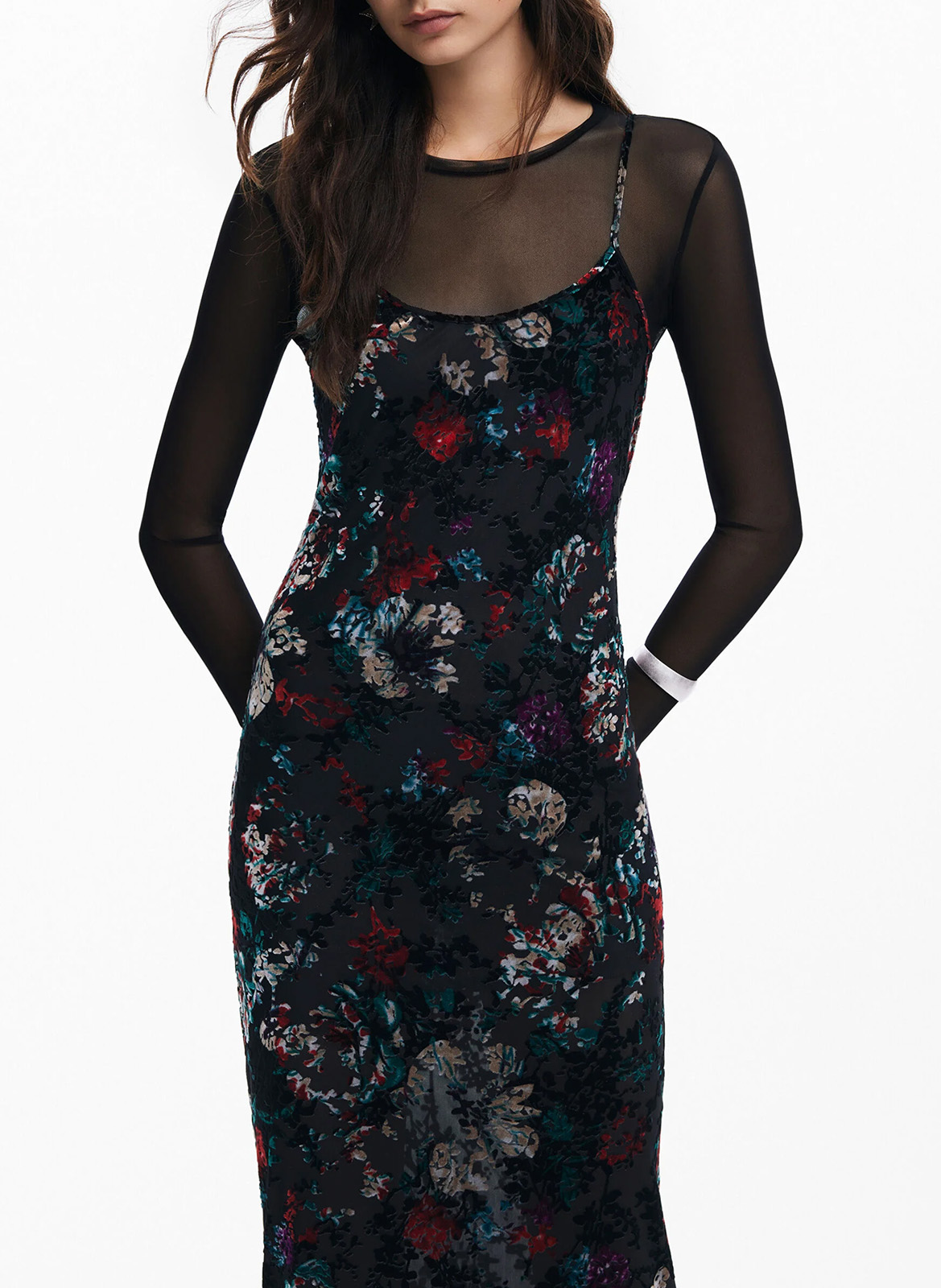 Langes Blumenkleid DESIGUAL Schwarz