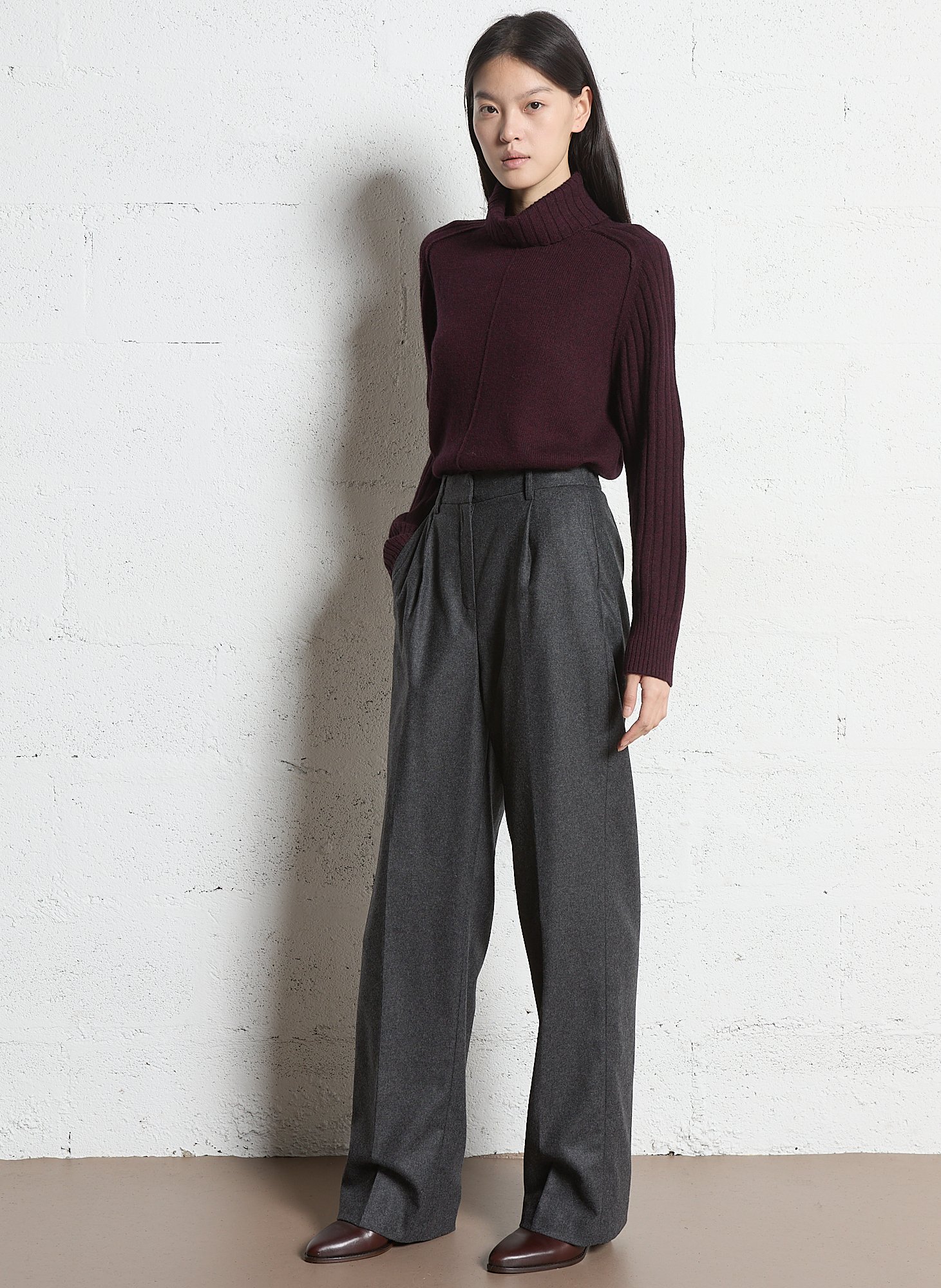 Straight wool trousers MAISON 123 Grey