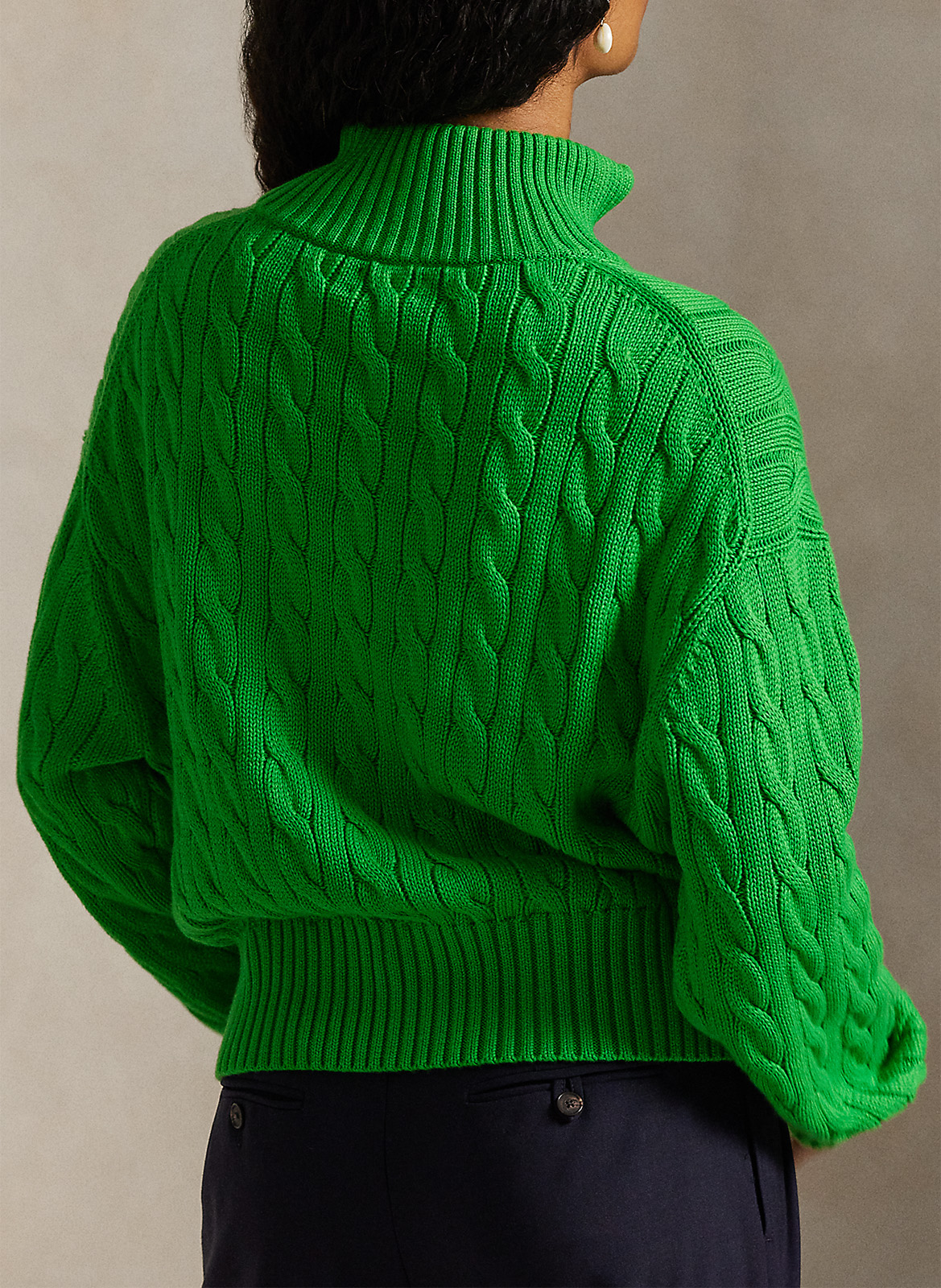 Pull col zippé en coton POLO RALPH LAUREN Vert