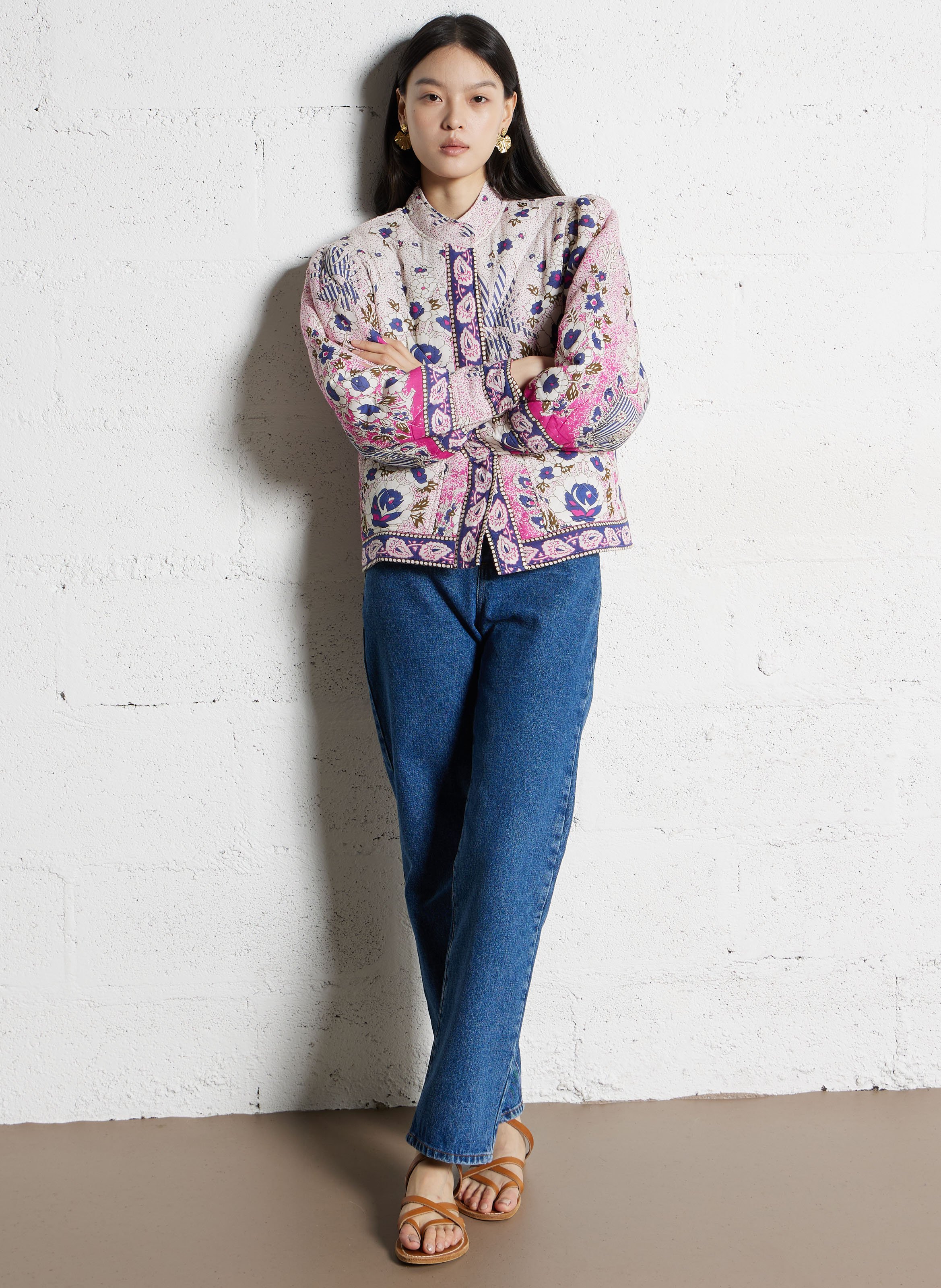 Katoenen jasje met ronde hals ANTIK BATIK Roze