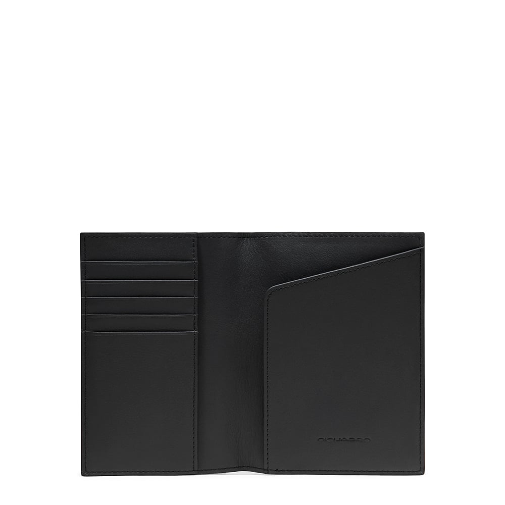 Women's leather passport holder with credit card slots and RFID protection PIQUADRO Black