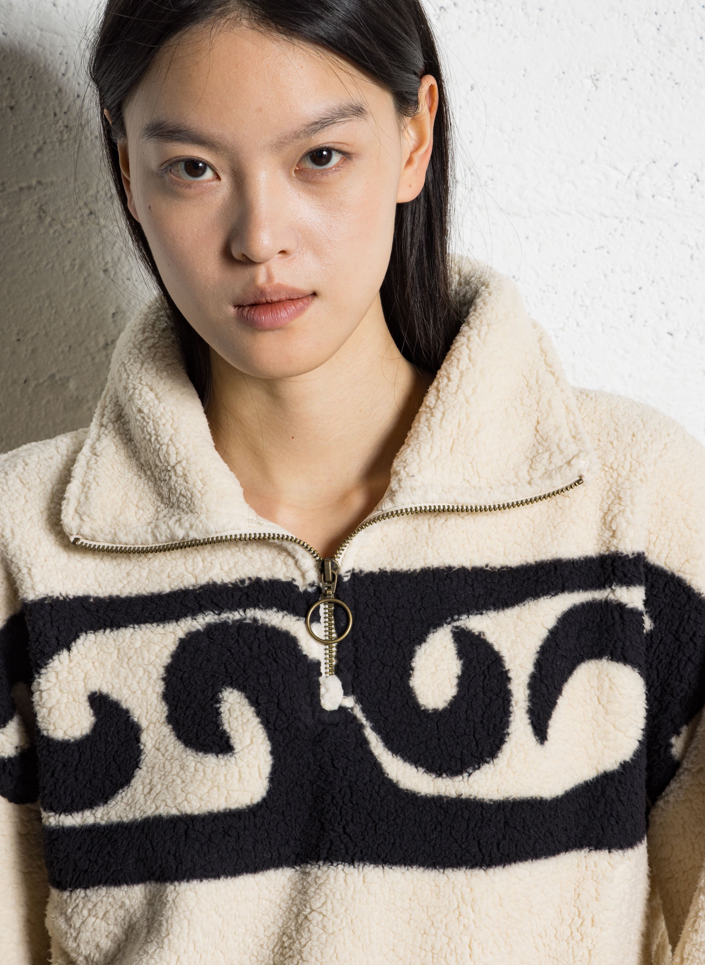 Polaire oversize col montant zippé BILLABONG Beige