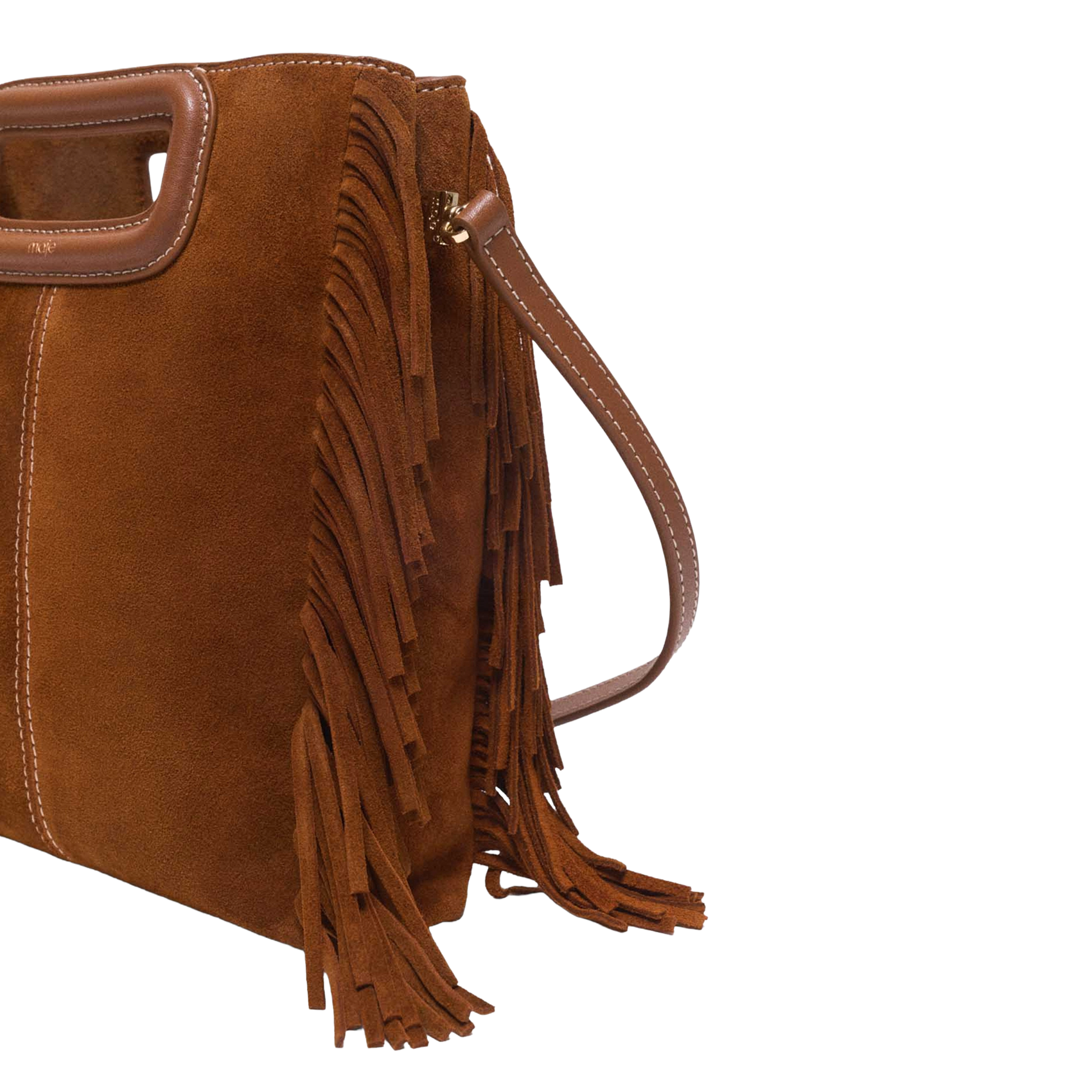 Tasje met franjes en spiegel MAJE Bruin