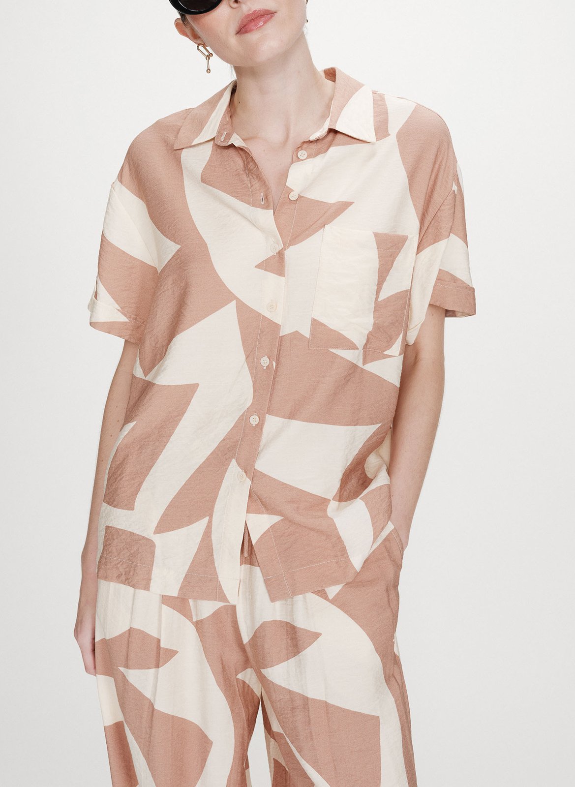 Chemise droite col classique imprimée GRACE ET MILA Marron