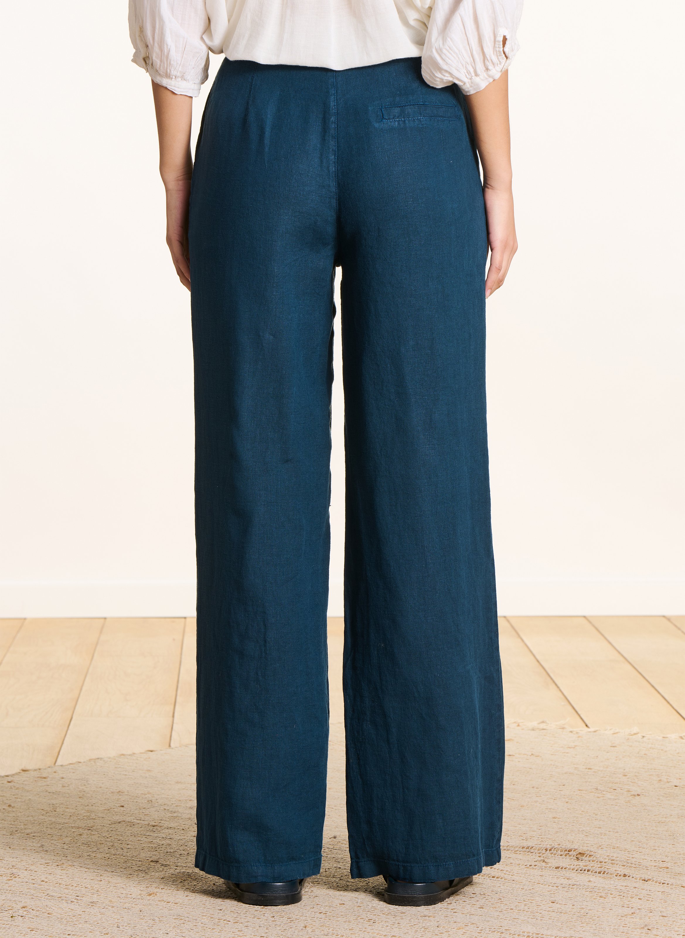 Pantalon large en lin LA FEE MARABOUTEE Bleu