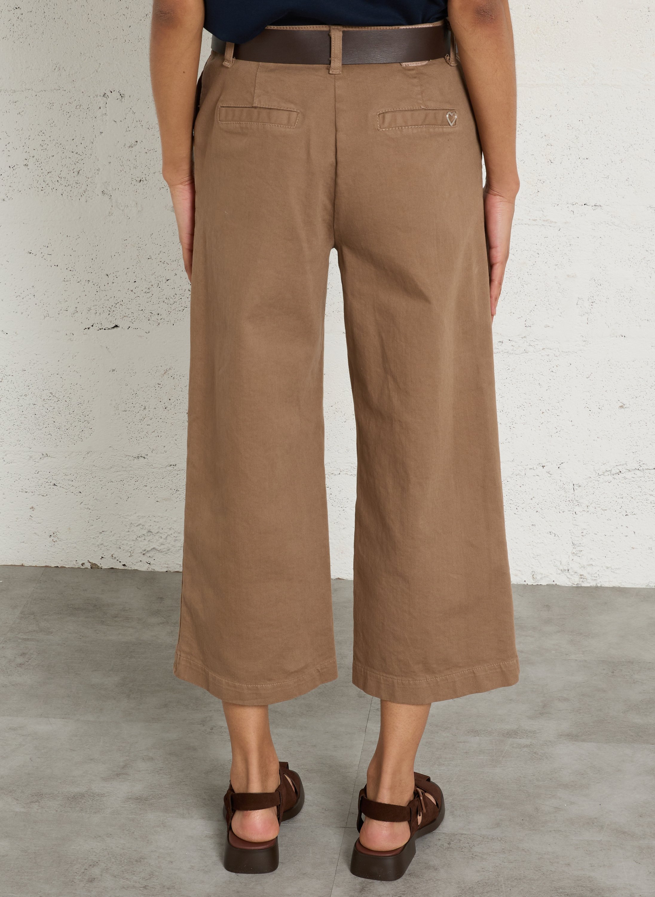 High-waisted cropped cotton-blend jeans PLEASE Brown