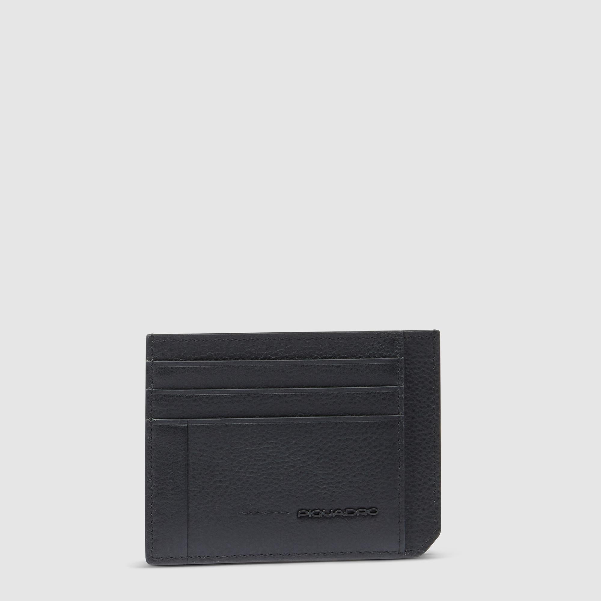 Men's slim leather credit card holder with RFID protection PIQUADRO Black