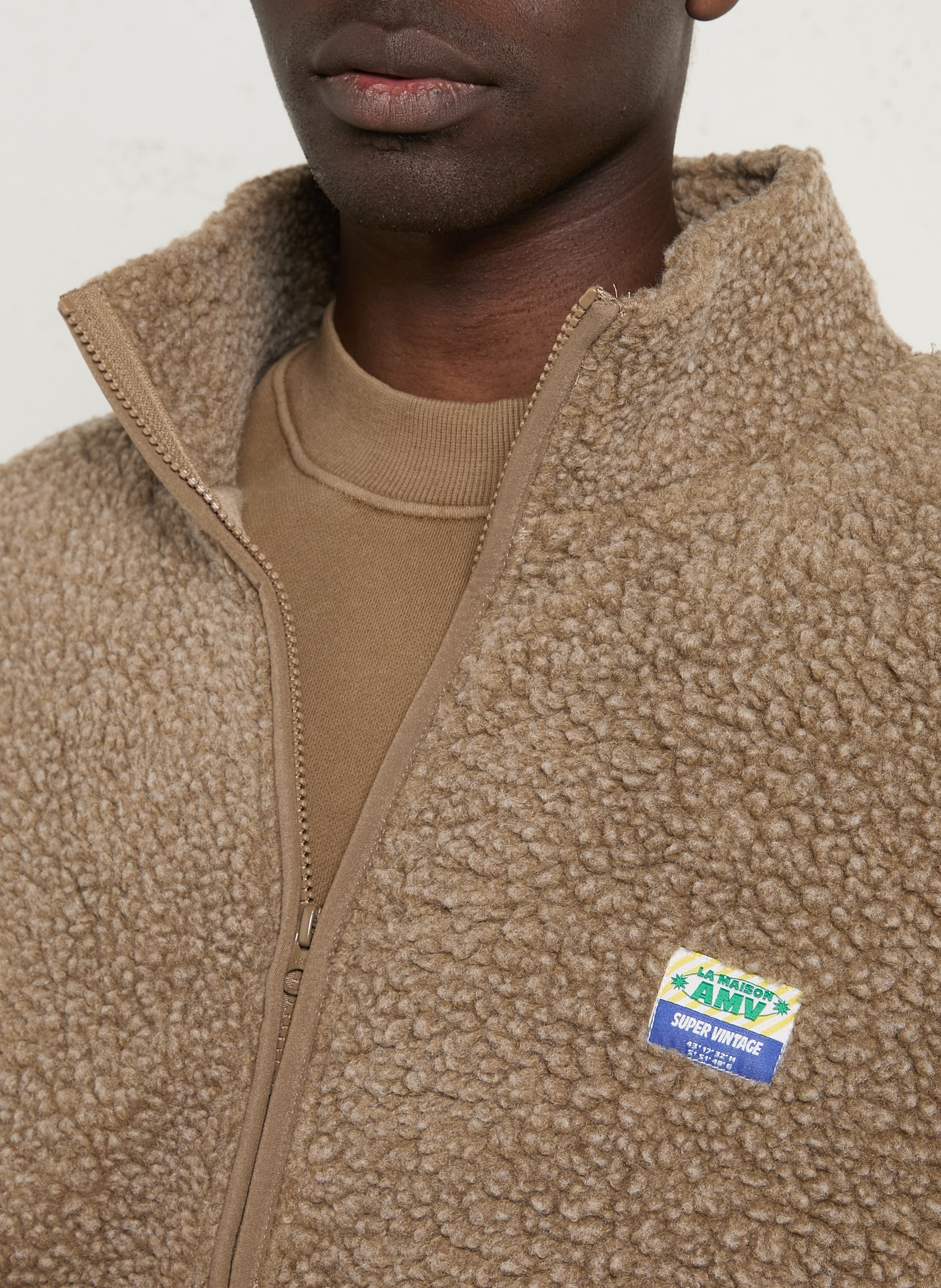 High-neck sherpa jacket AMERICAN VINTAGE Brown