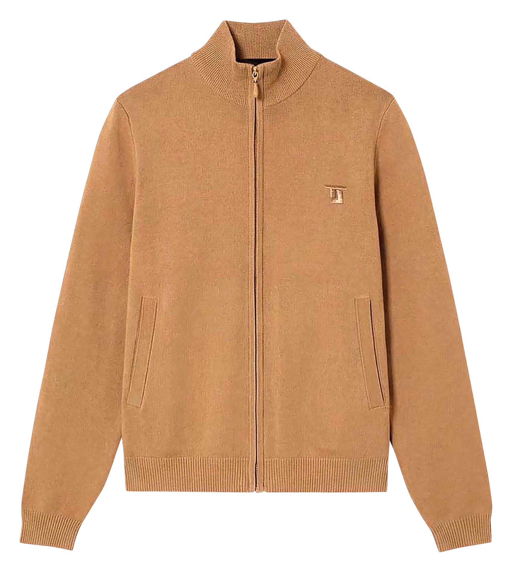 Gilet droit col montant en maille TARA JARMON Marron