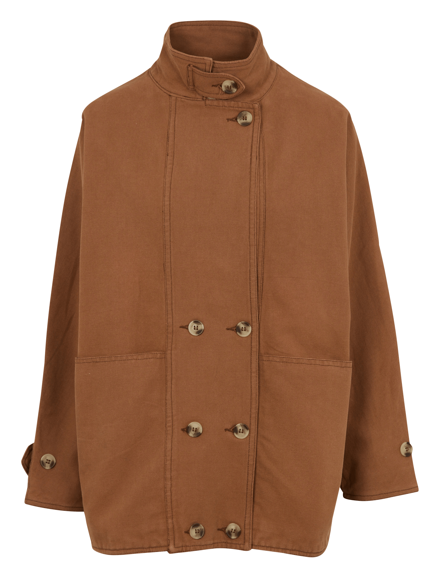 Oversized cotton jacket with high neck LEON & HARPER Brown