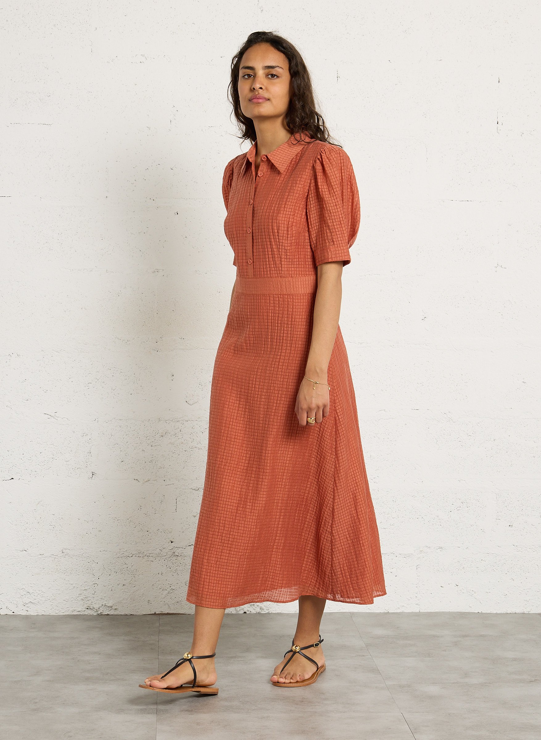 Robe longue manches bouffantes PETITE MENDIGOTE Beige