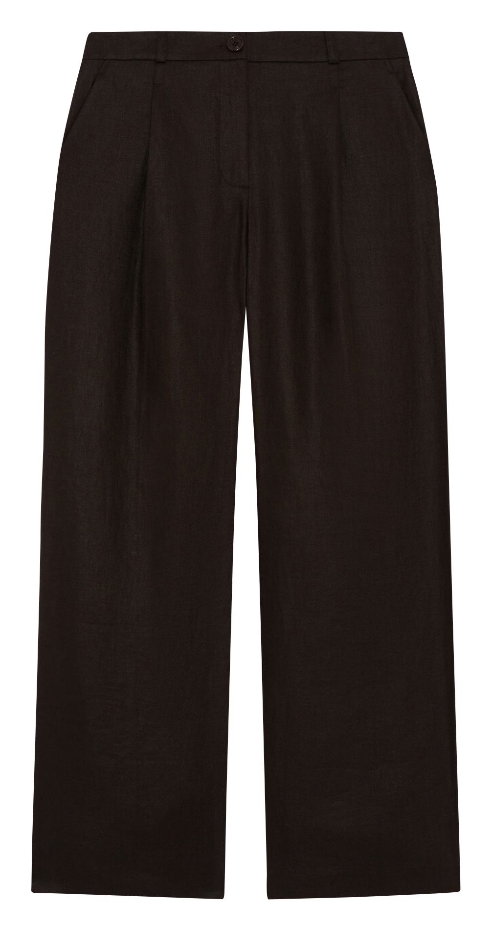 Pantalon large en lin CAROLL Marron