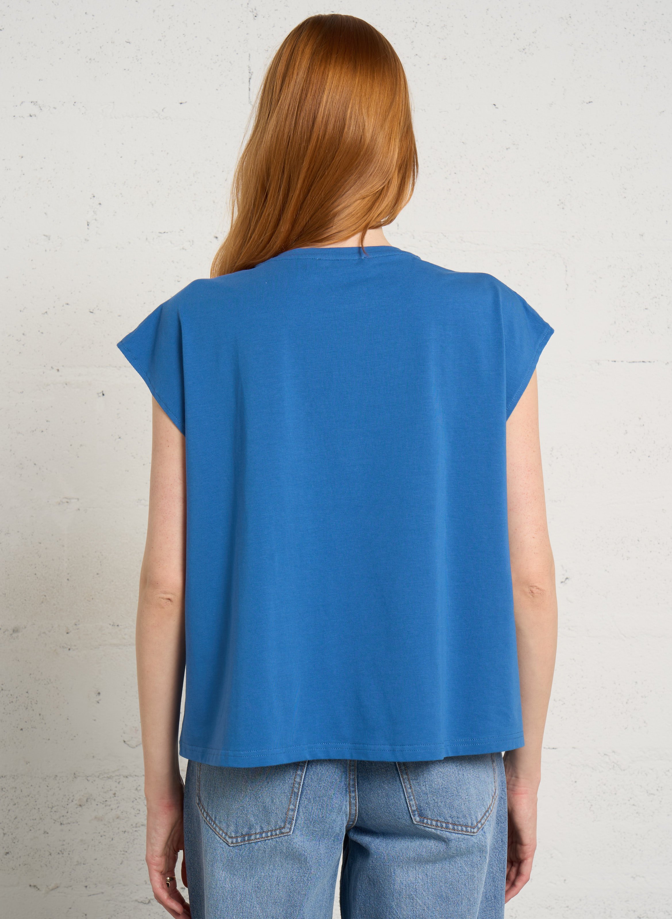 Tee-shirt ample en coton mélangé Bleu