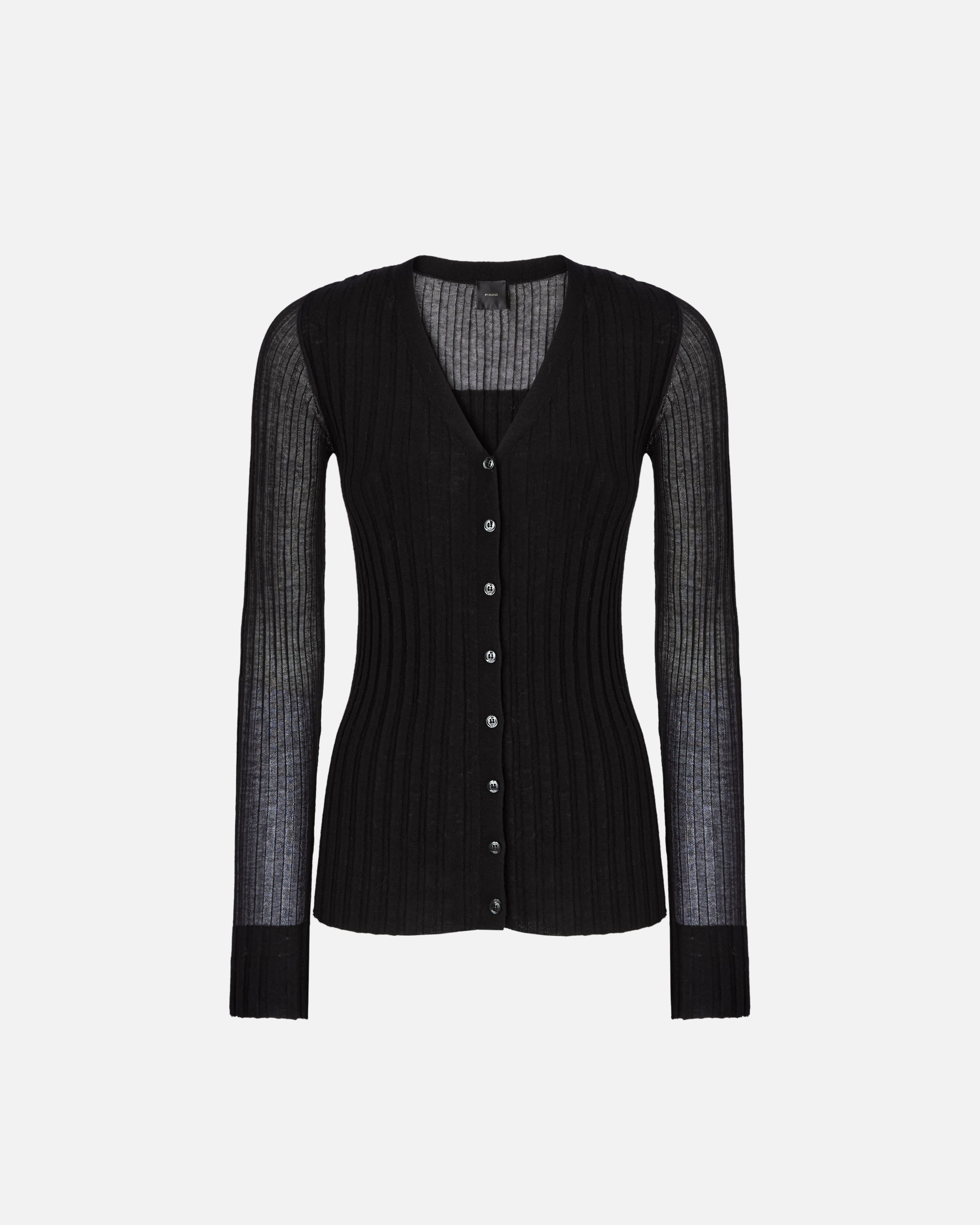 Cardigan en légère maille côtelée PINKO Noir