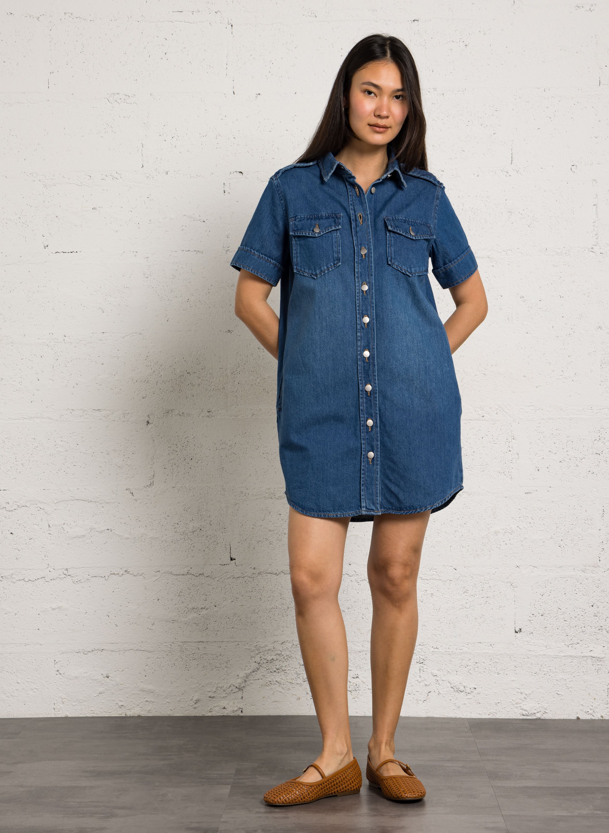 Robe courte boutonnée en jean MAISON 123 Bleu
